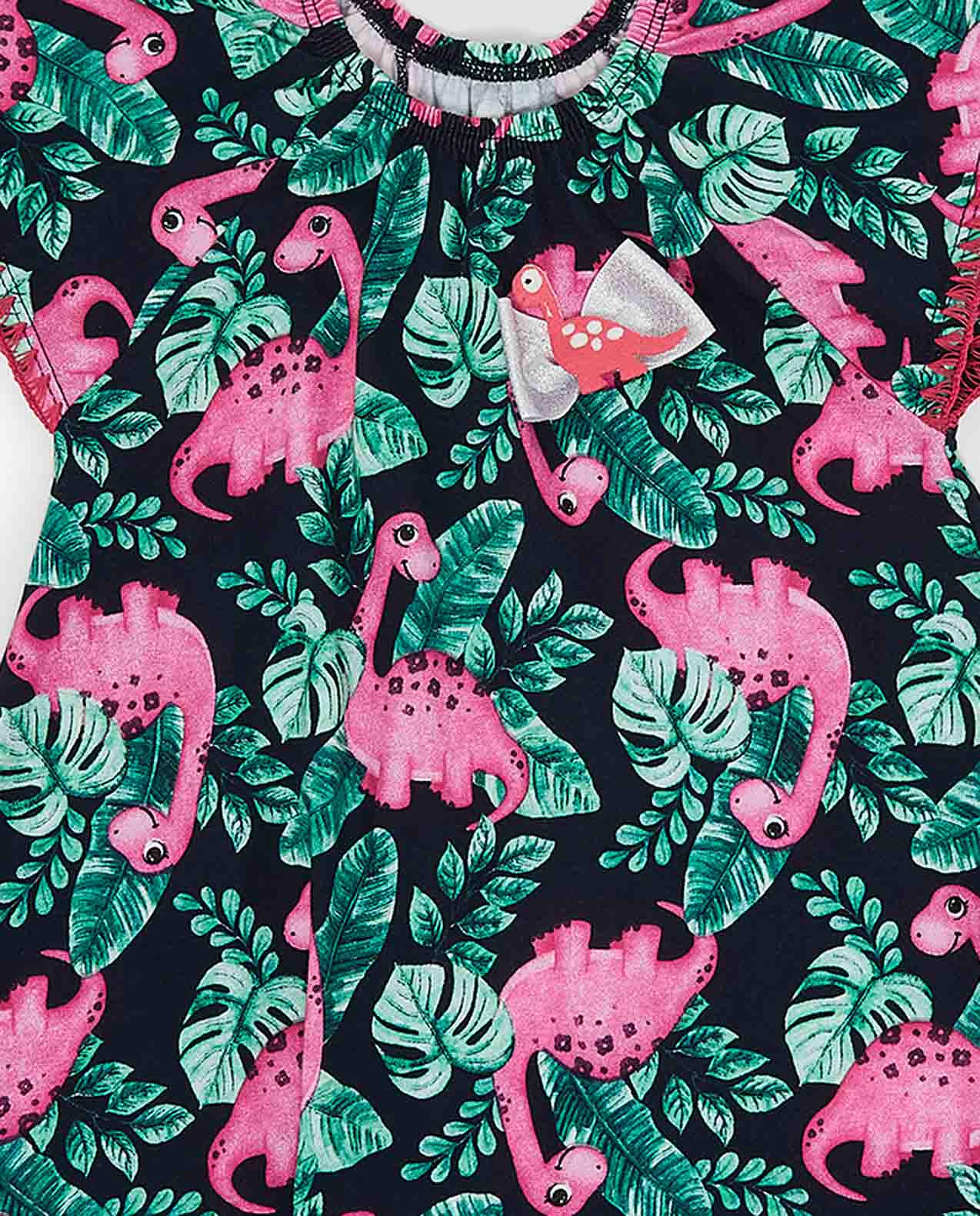Printed Frill Sleeve Dress