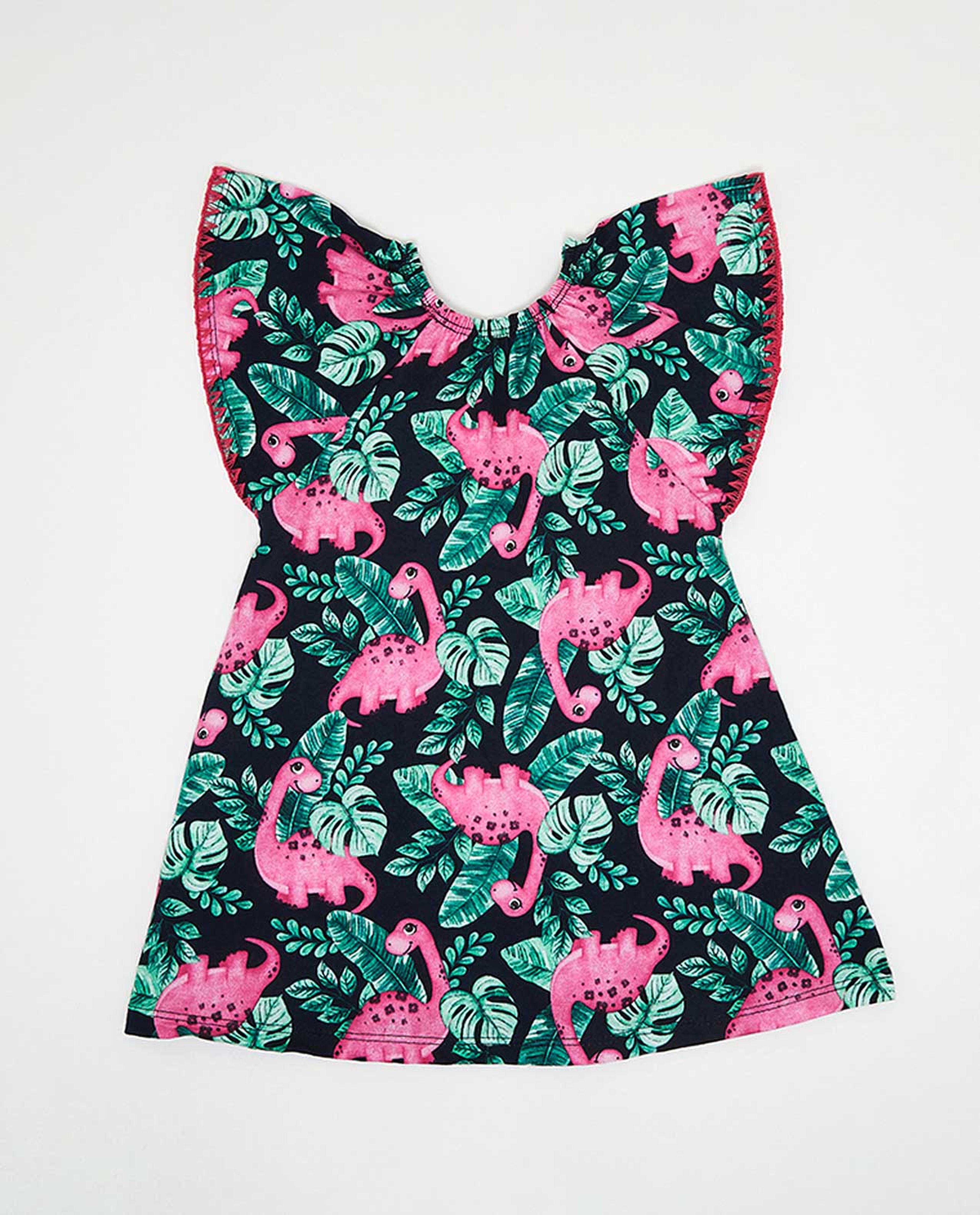 Printed Frill Sleeve Dress