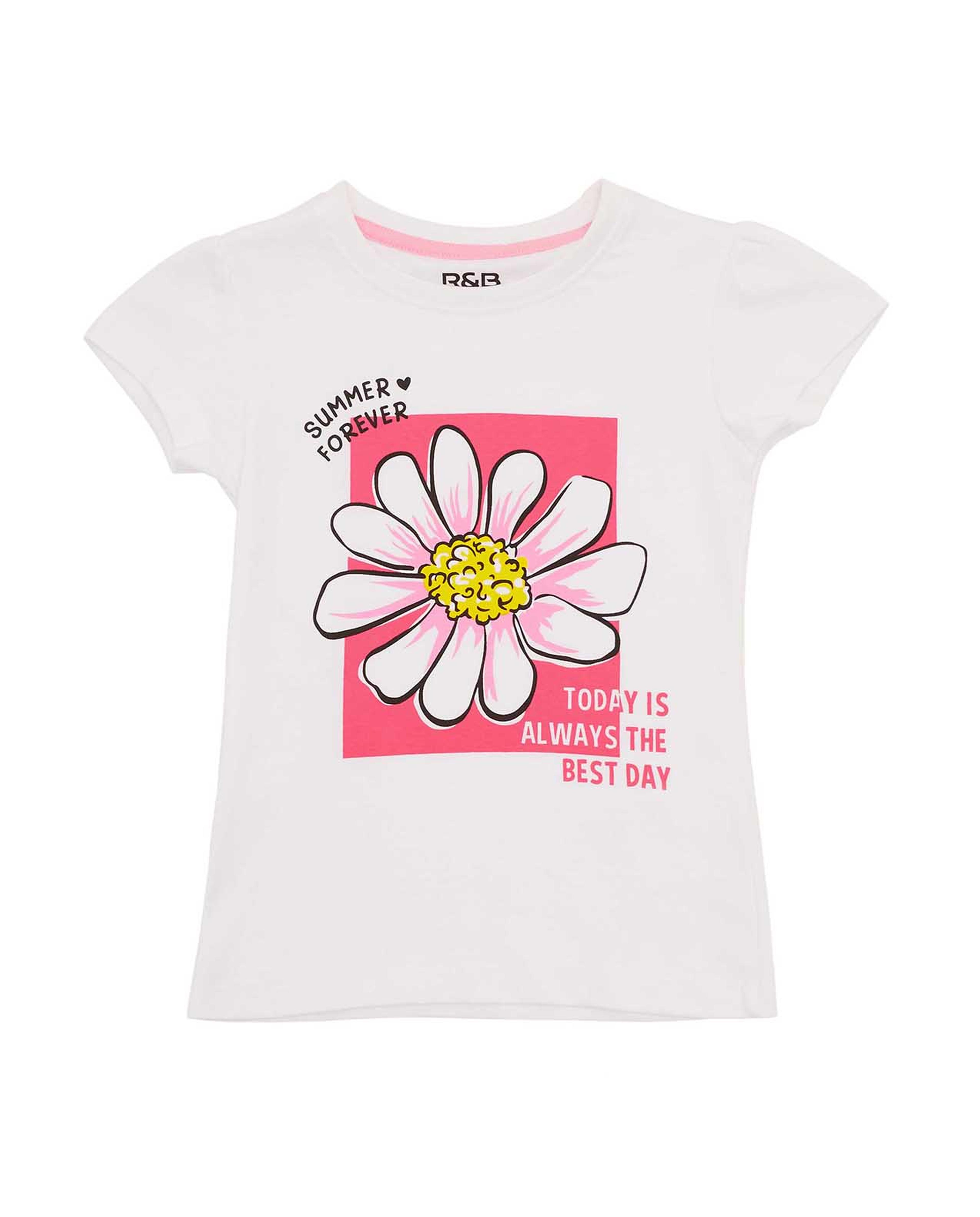 Graphic Print T-Shirt with Crew Neck and Short Sleeves