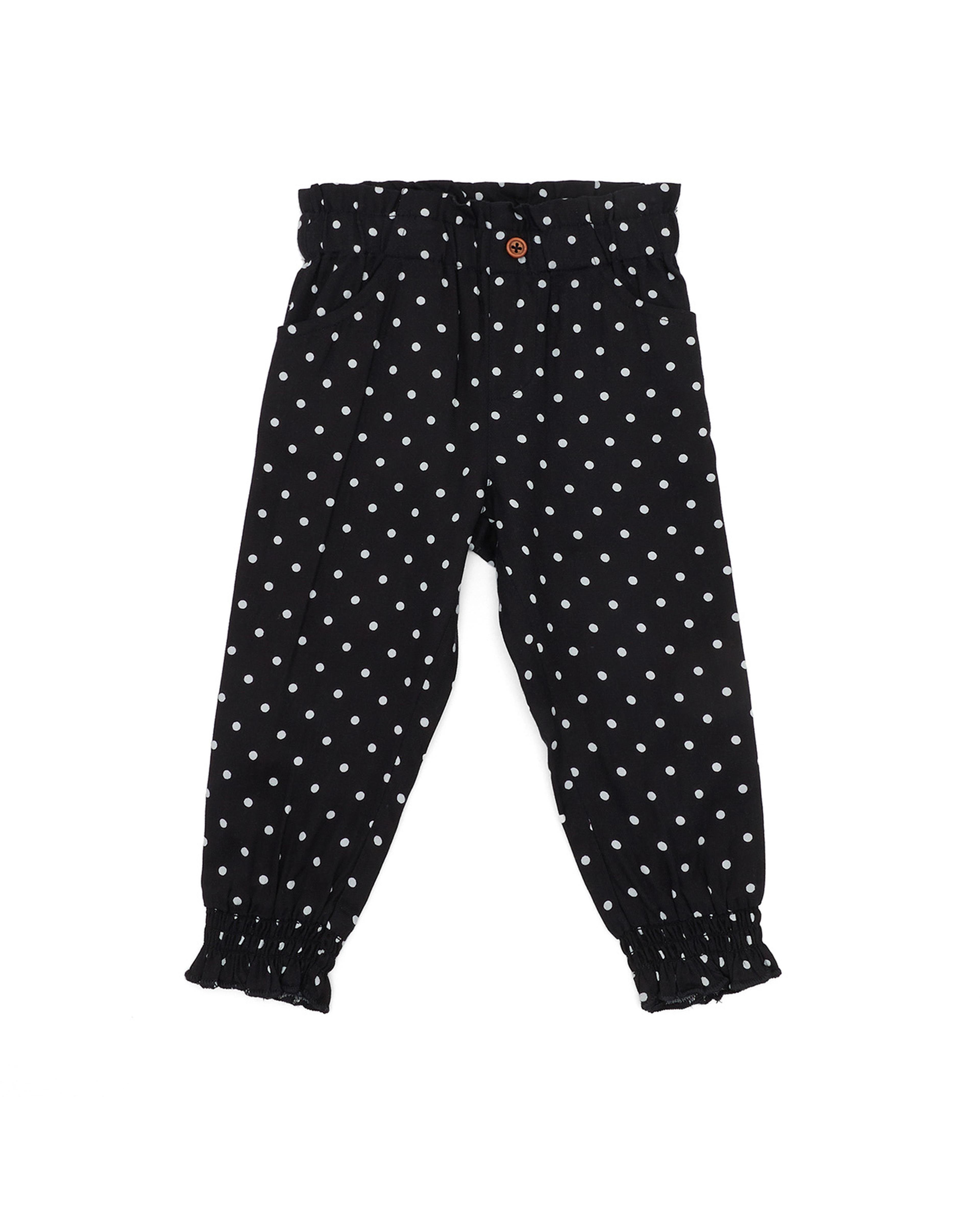 Polka Dot Printed Pants with Elastic Waist