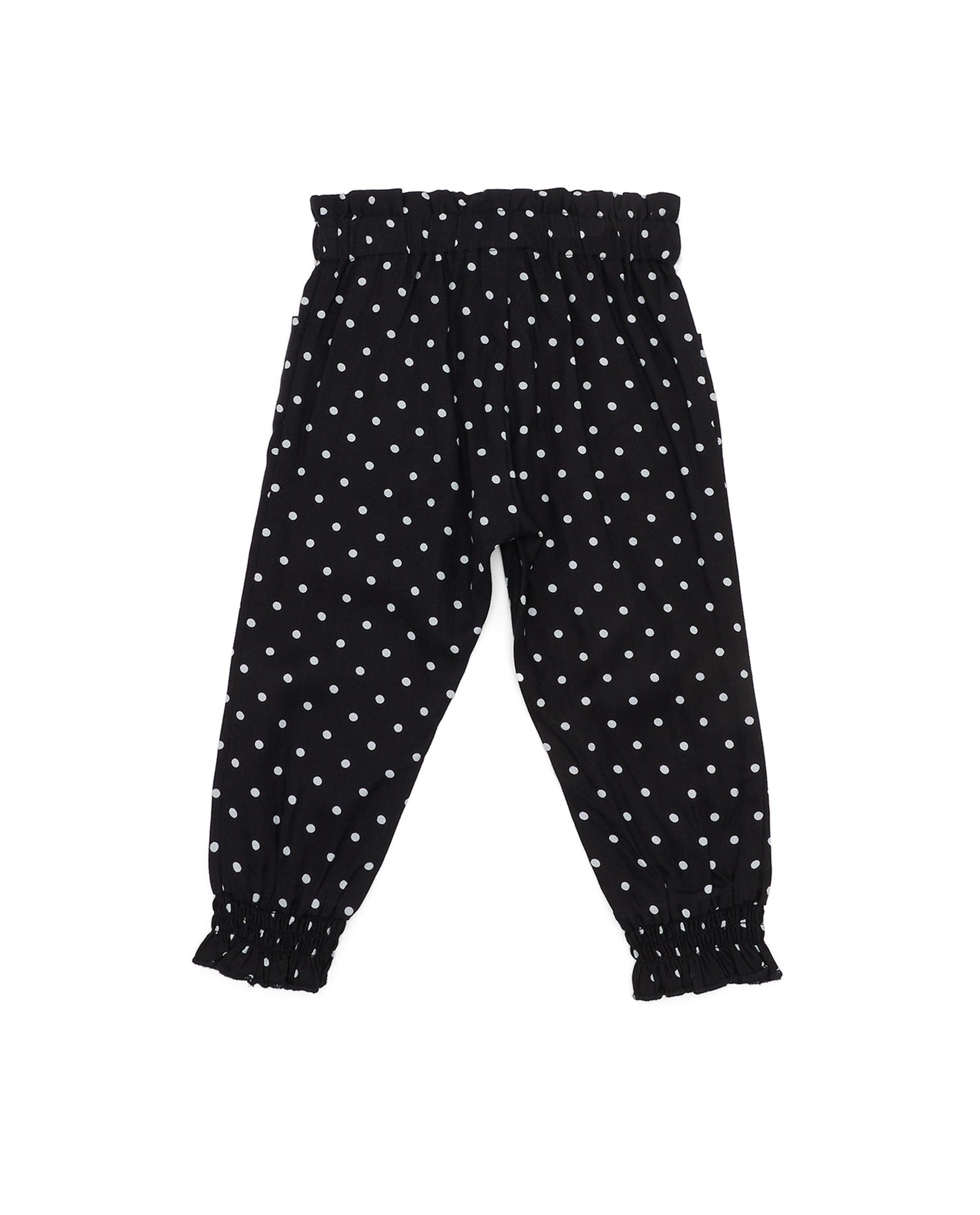 Polka Dot Printed Pants with Elastic Waist