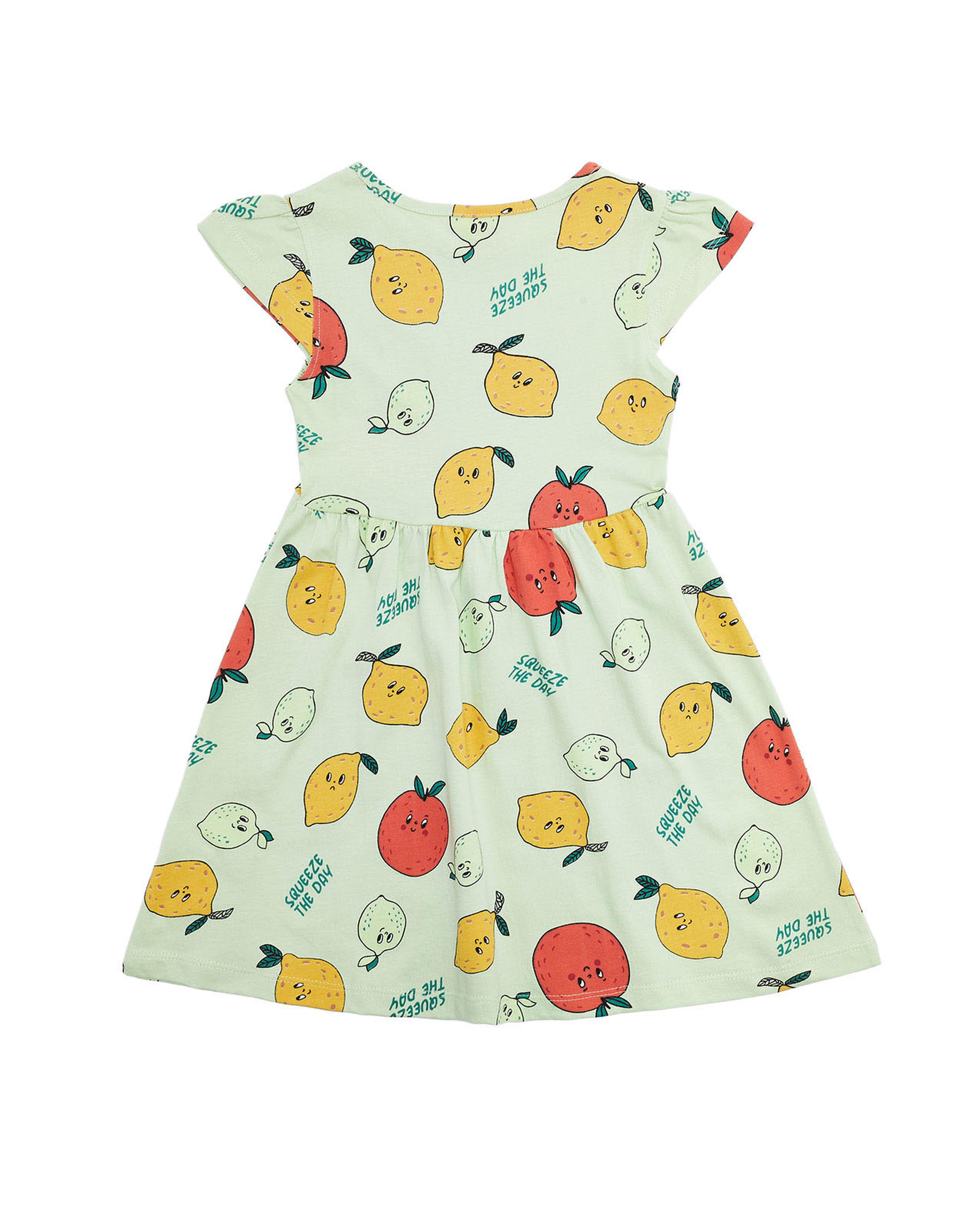 All Over Print Fit and Flare Dress with Flutter Sleeves