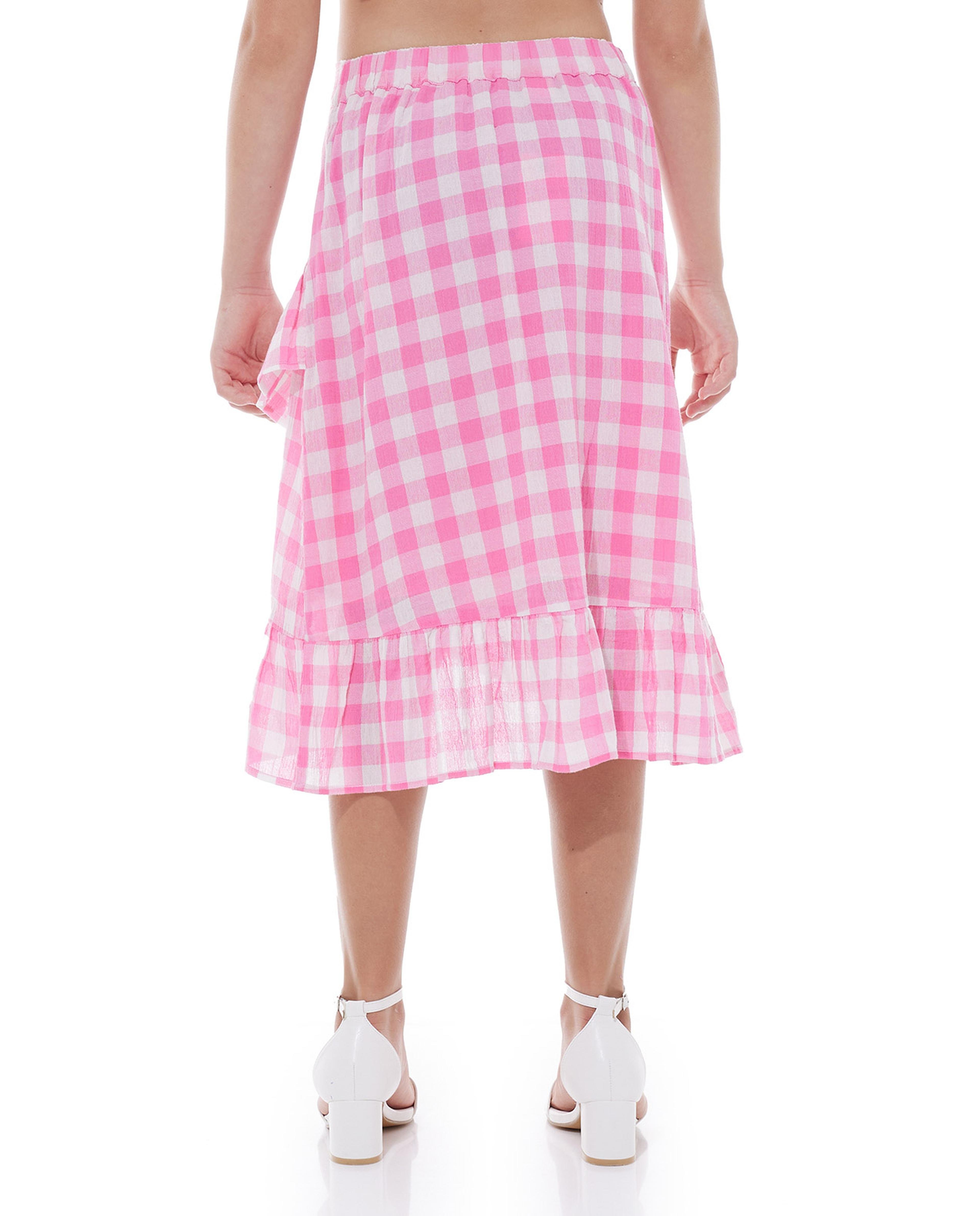 Checkered Skirt with Elastic Waist