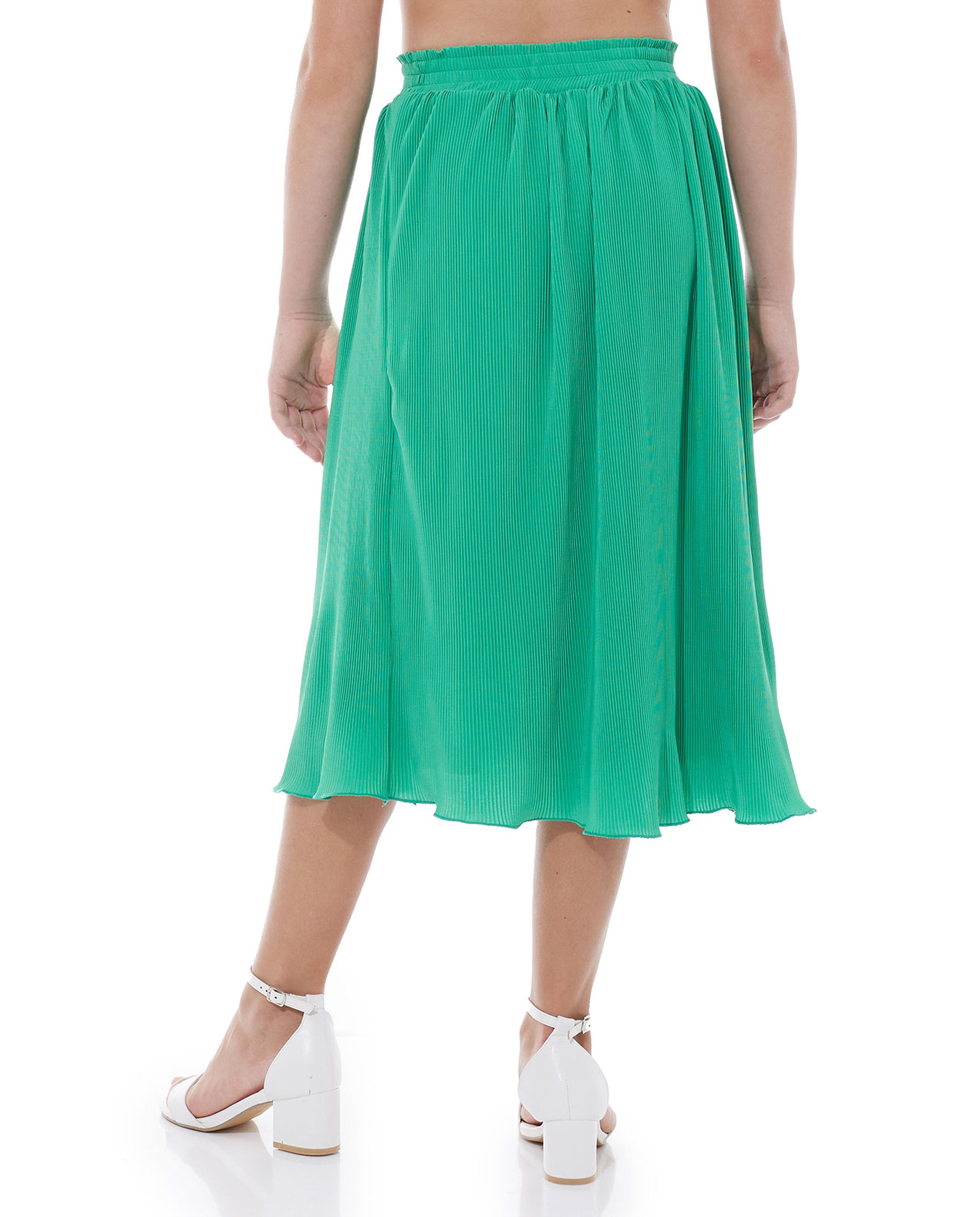 Solid Flared Skirt with Elastic Waist