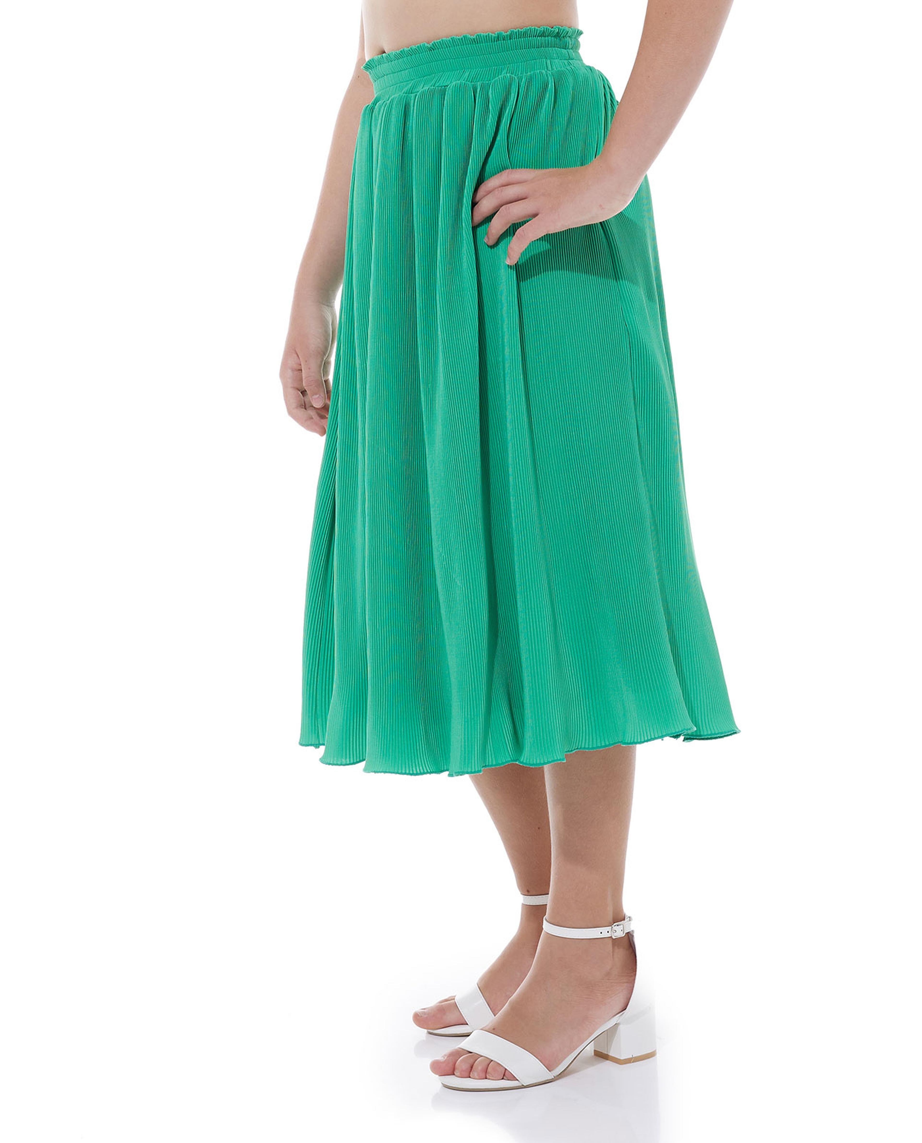 Solid Flared Skirt with Elastic Waist