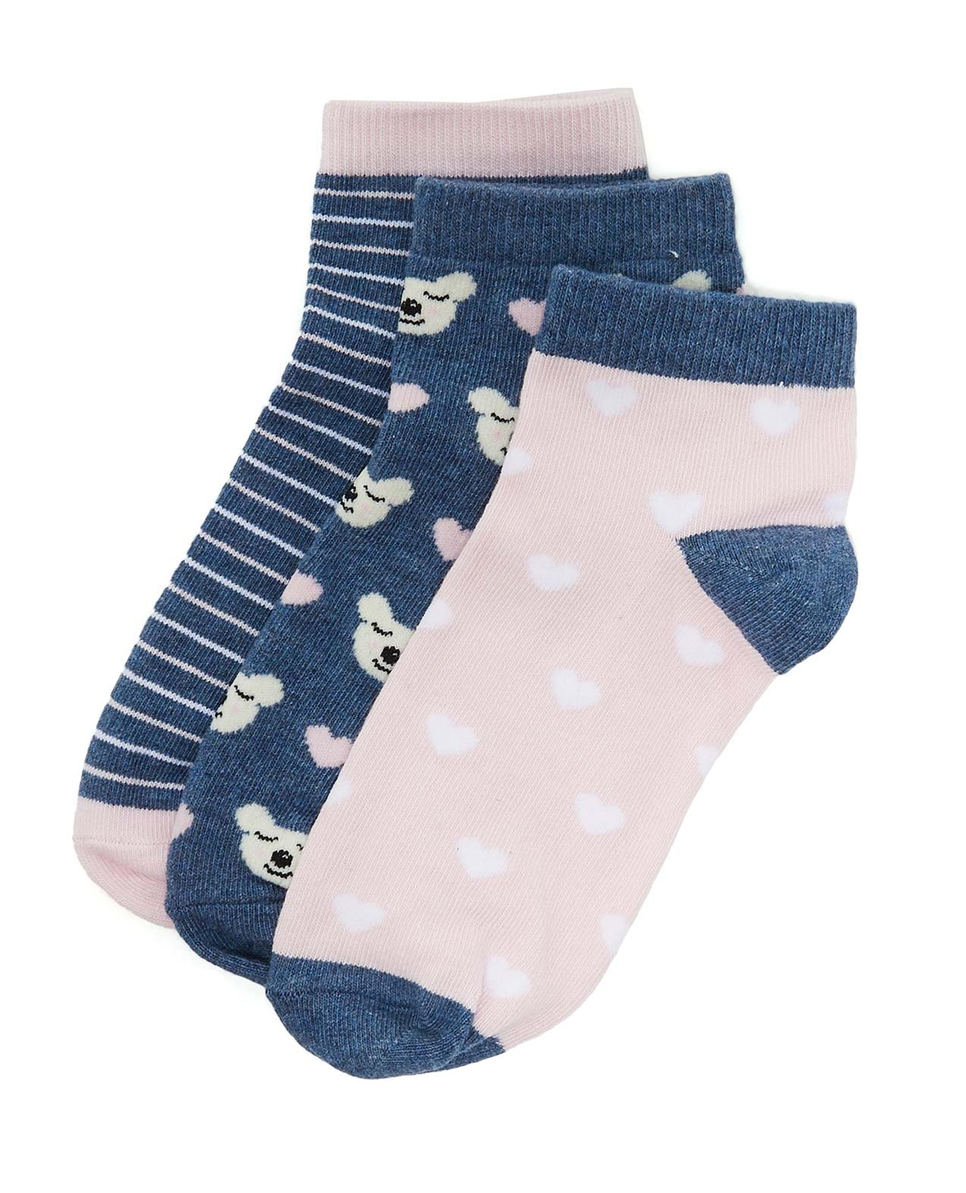 Pack of 3 Printed Ankle Socks