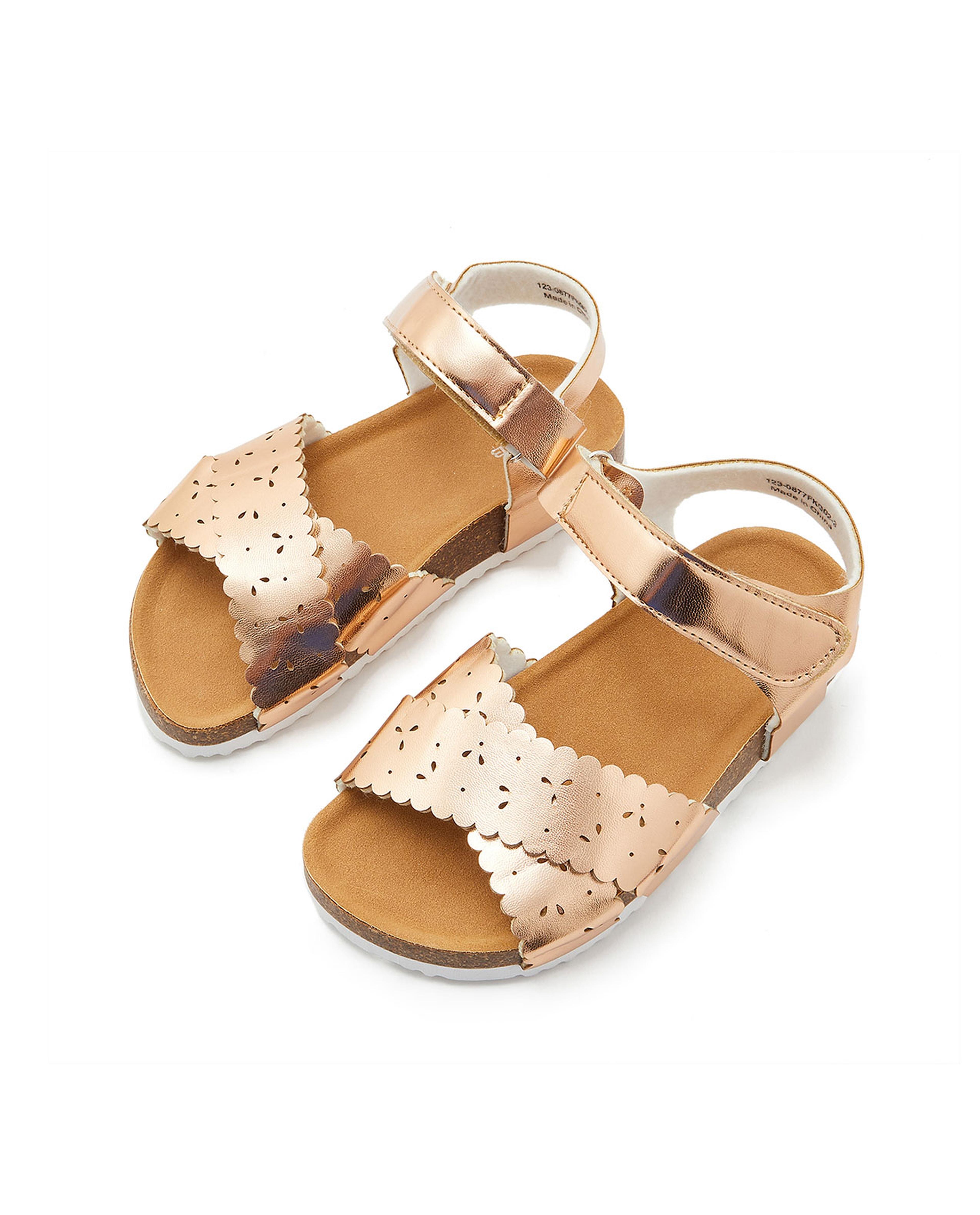 Glossy Velcro Closure Sandals