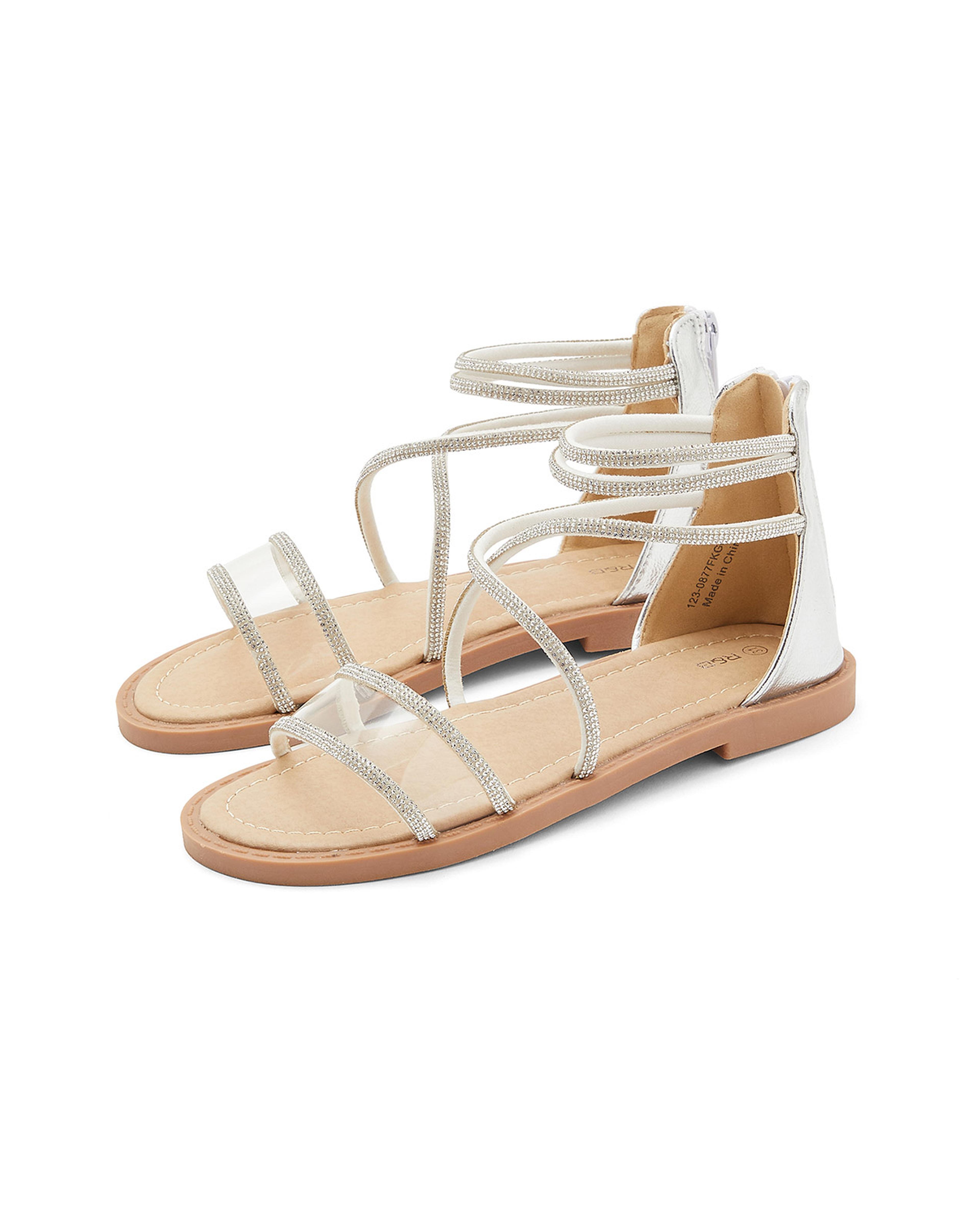 Strappy Zipper Back Sandals