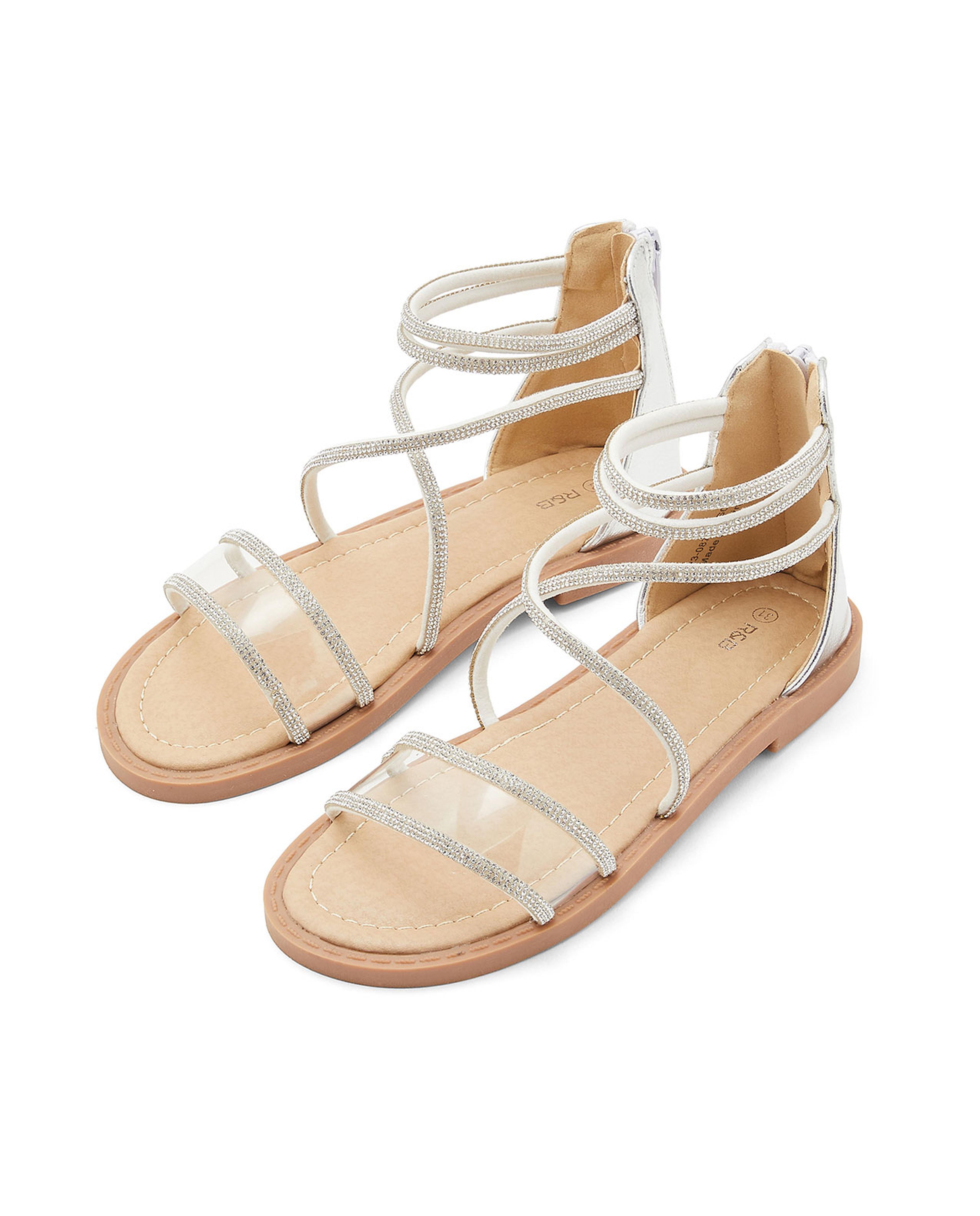Strappy Zipper Back Sandals