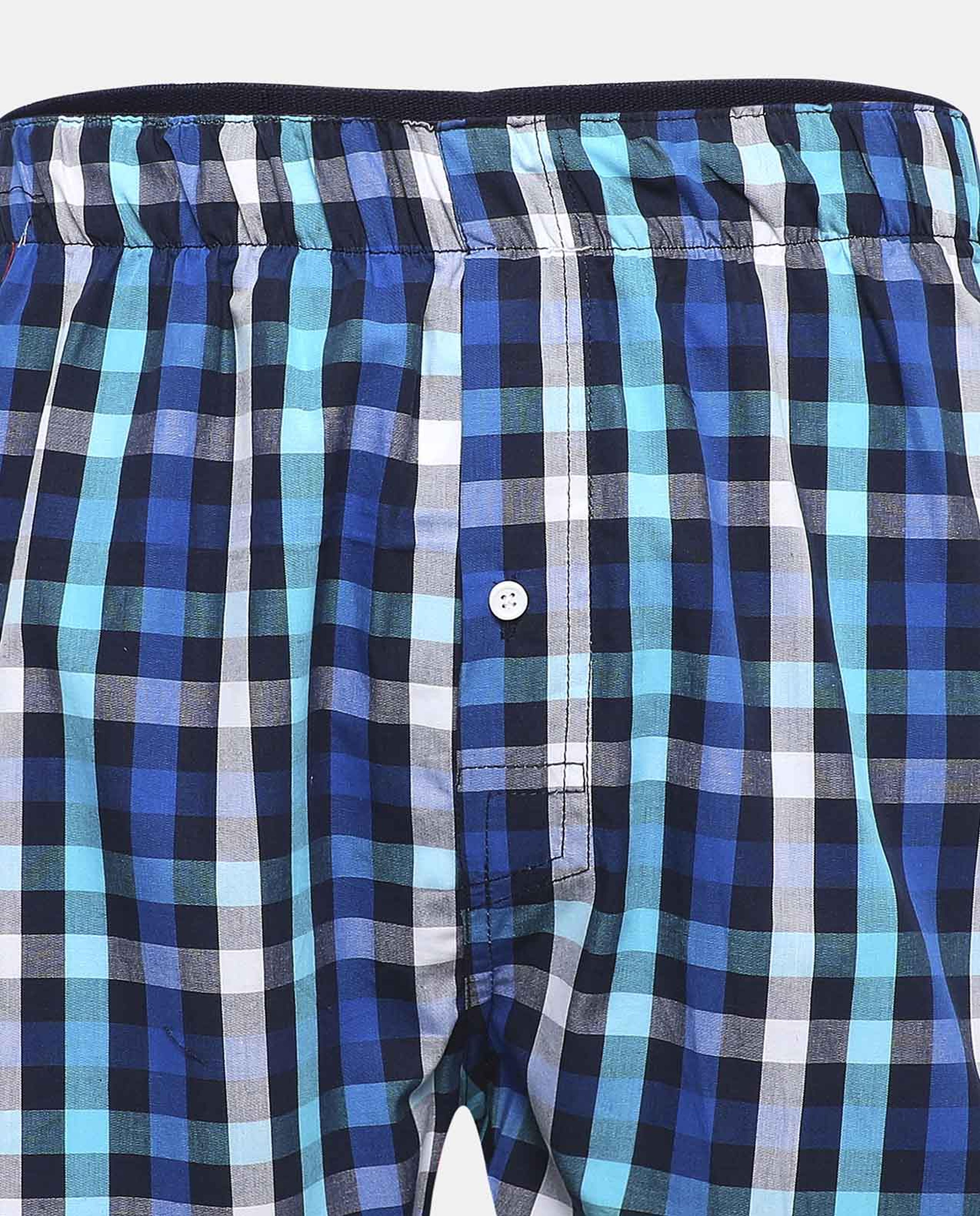 Plaid Check Boxers with Elastic Waist