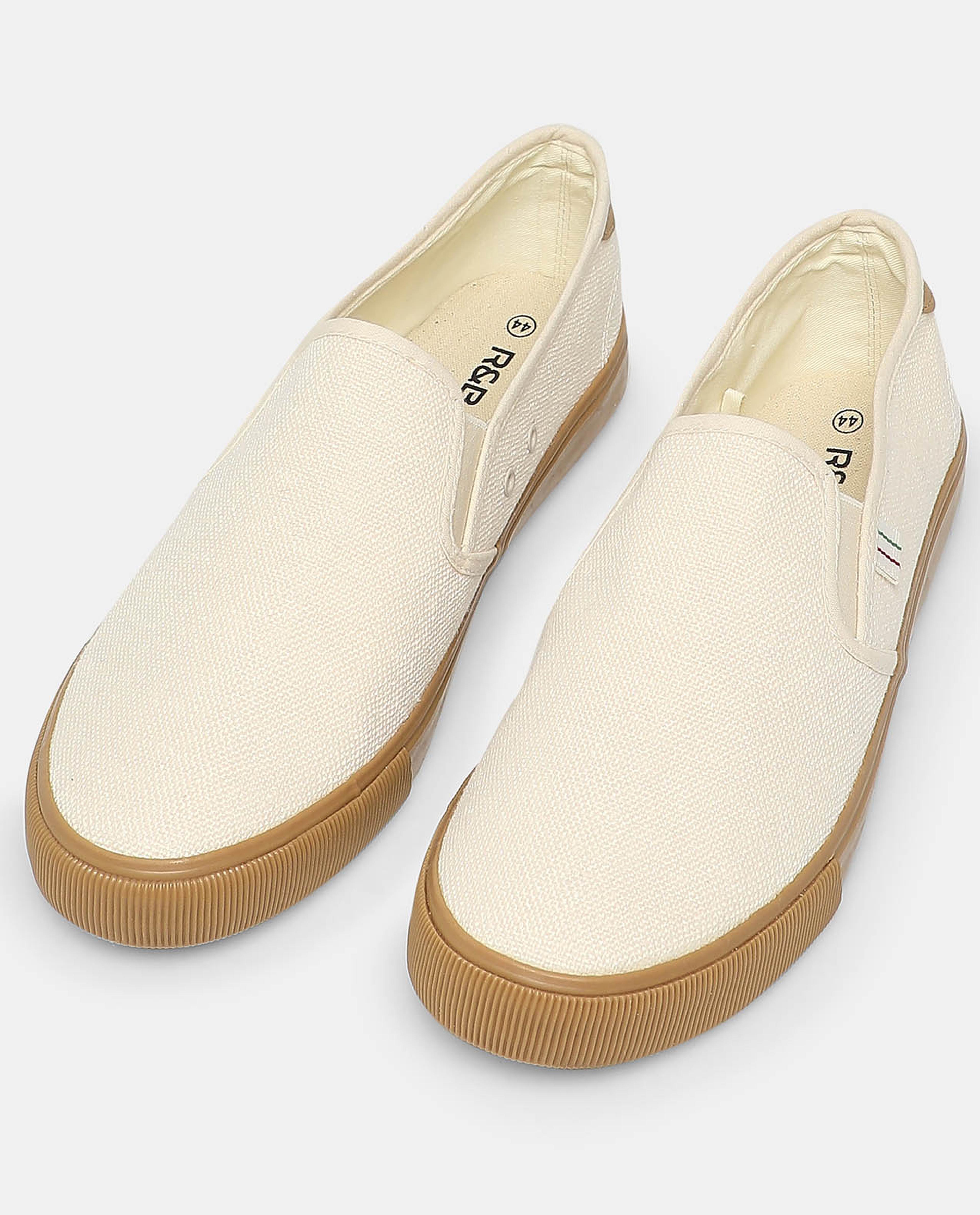 R&B White Casual Slip On Shoes