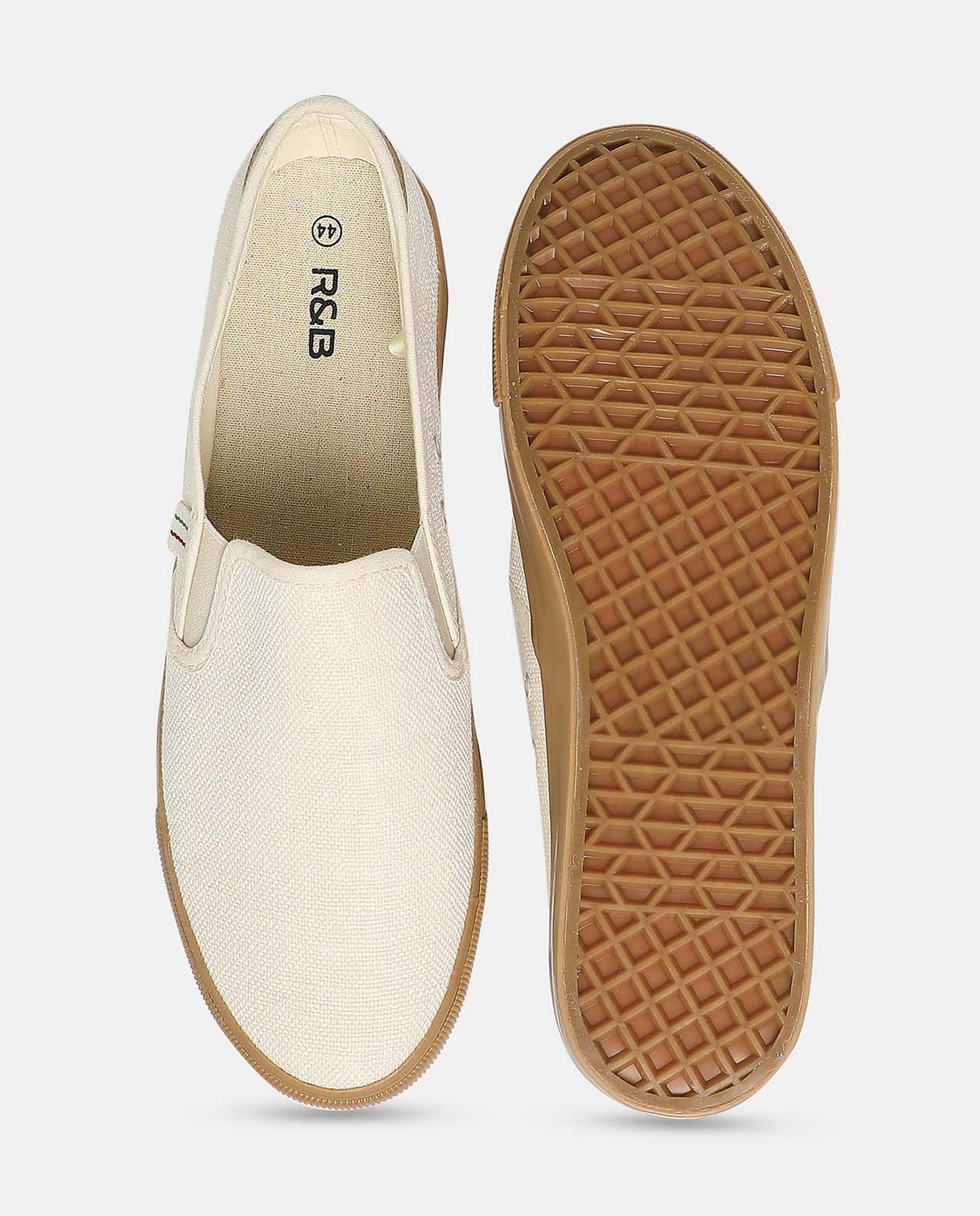 R&B White Casual Slip On Shoes