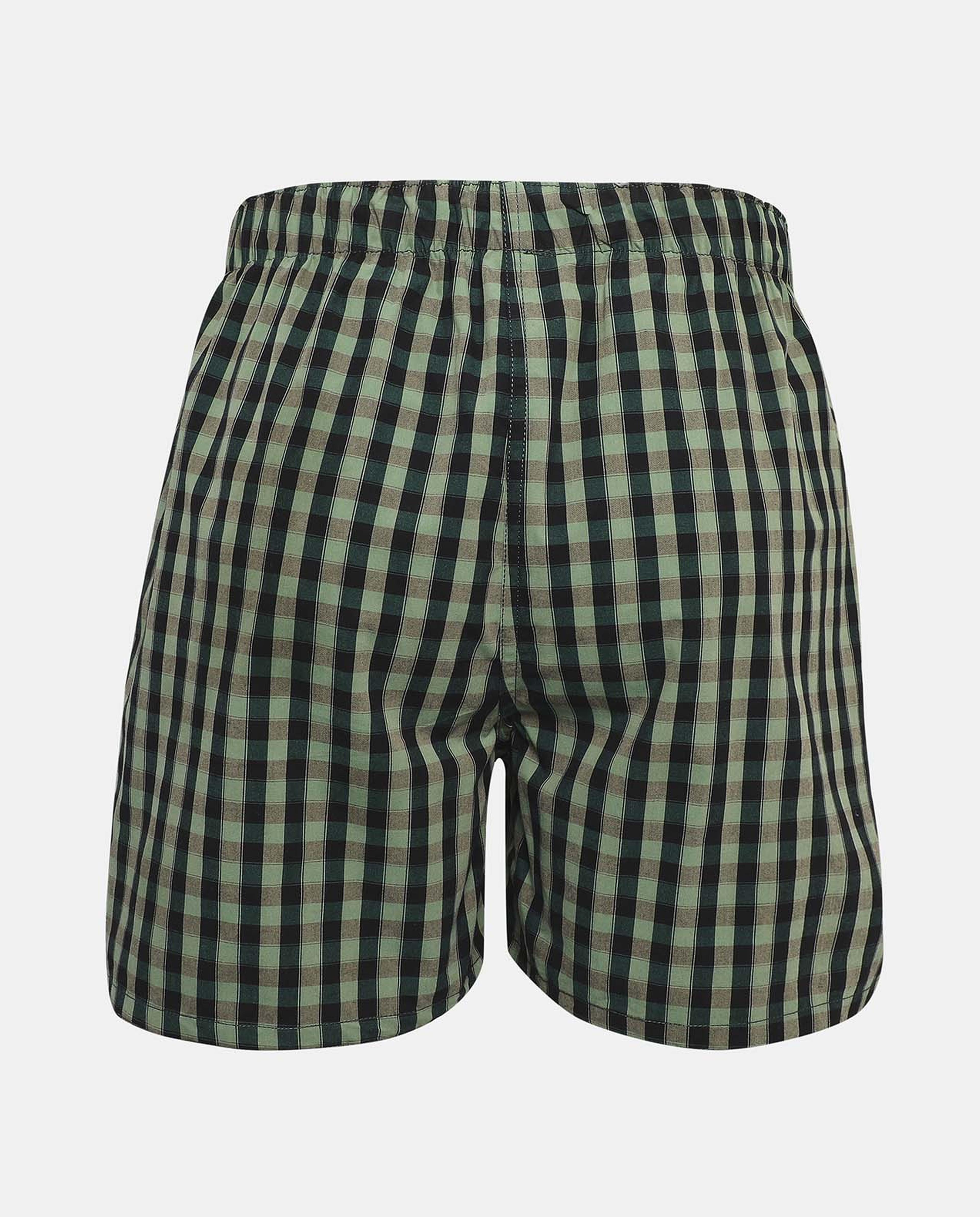 Plaid Check Boxers with Elastic Waist