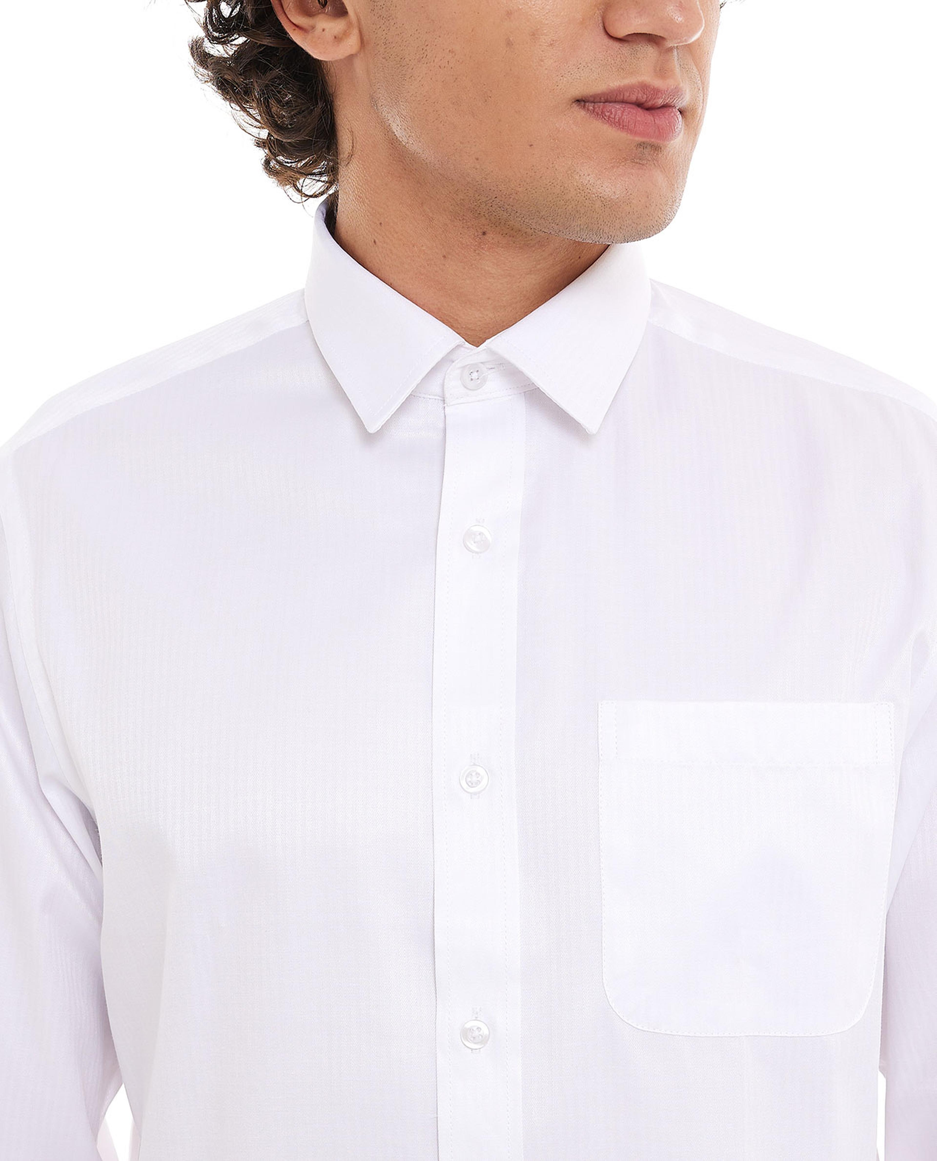 Solid Shirt with Classic Collar and Long Sleeves