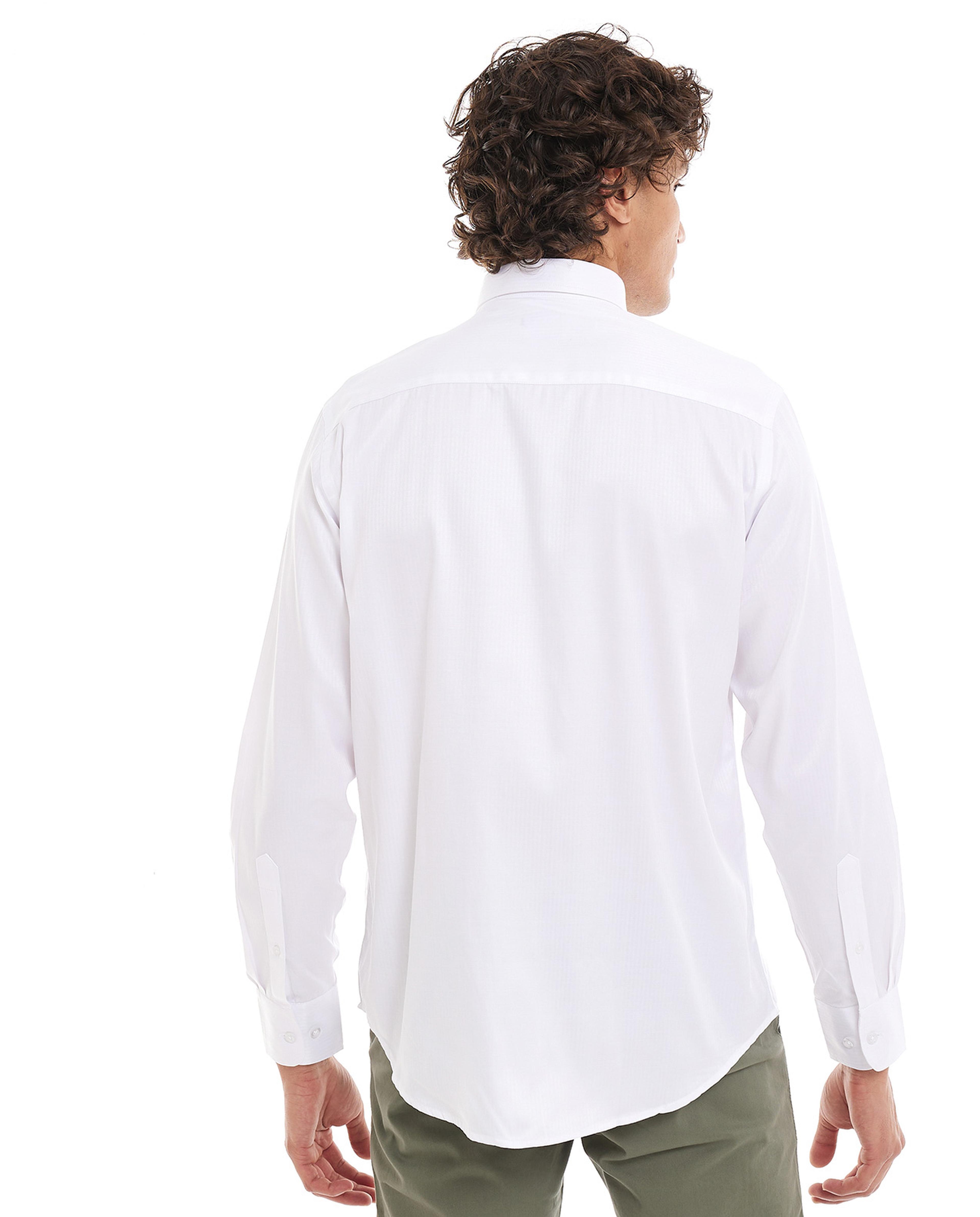 Solid Shirt with Classic Collar and Long Sleeves