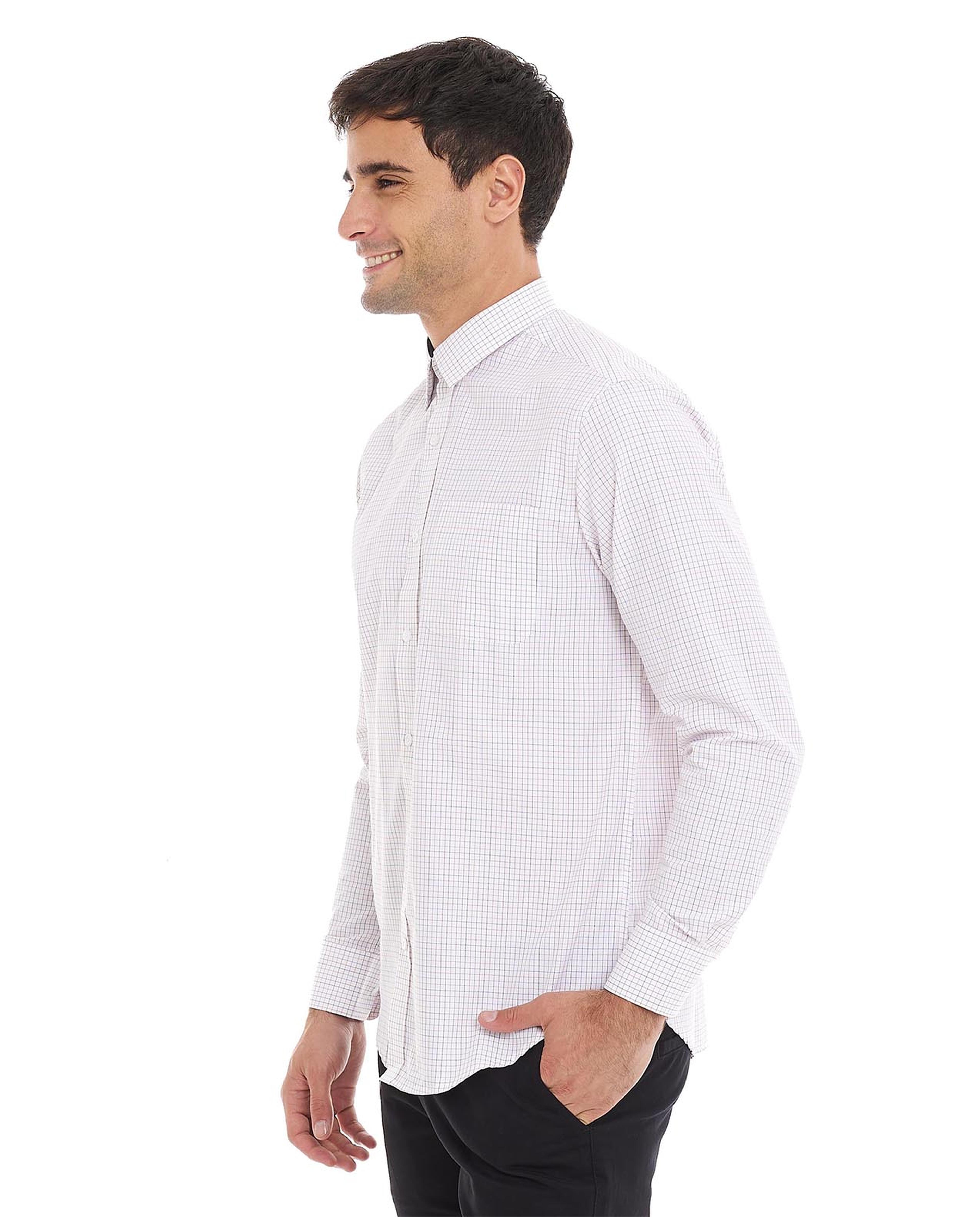 Checkered Shirt with Classic Collar and Long Sleeves