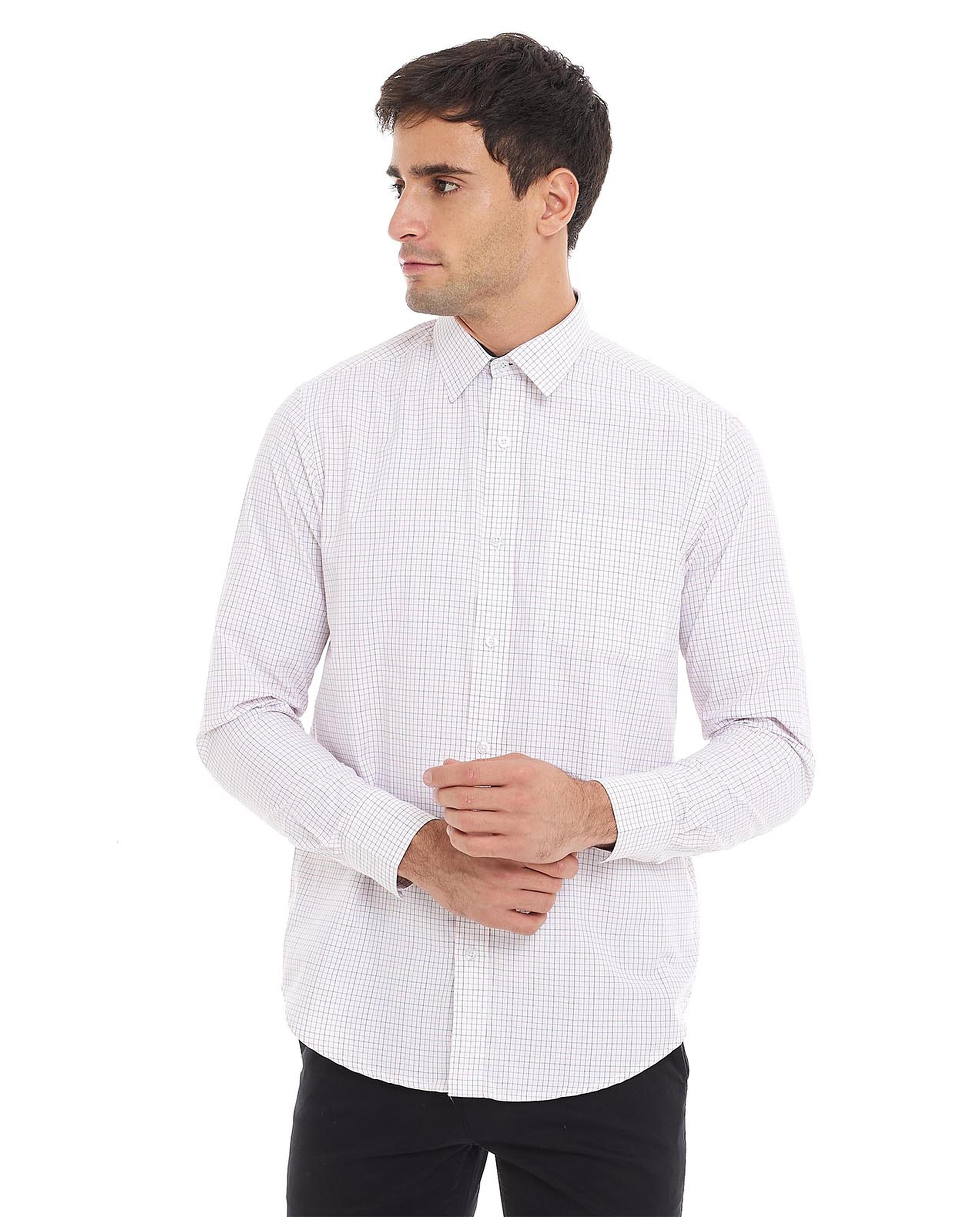 Checkered Shirt with Classic Collar and Long Sleeves