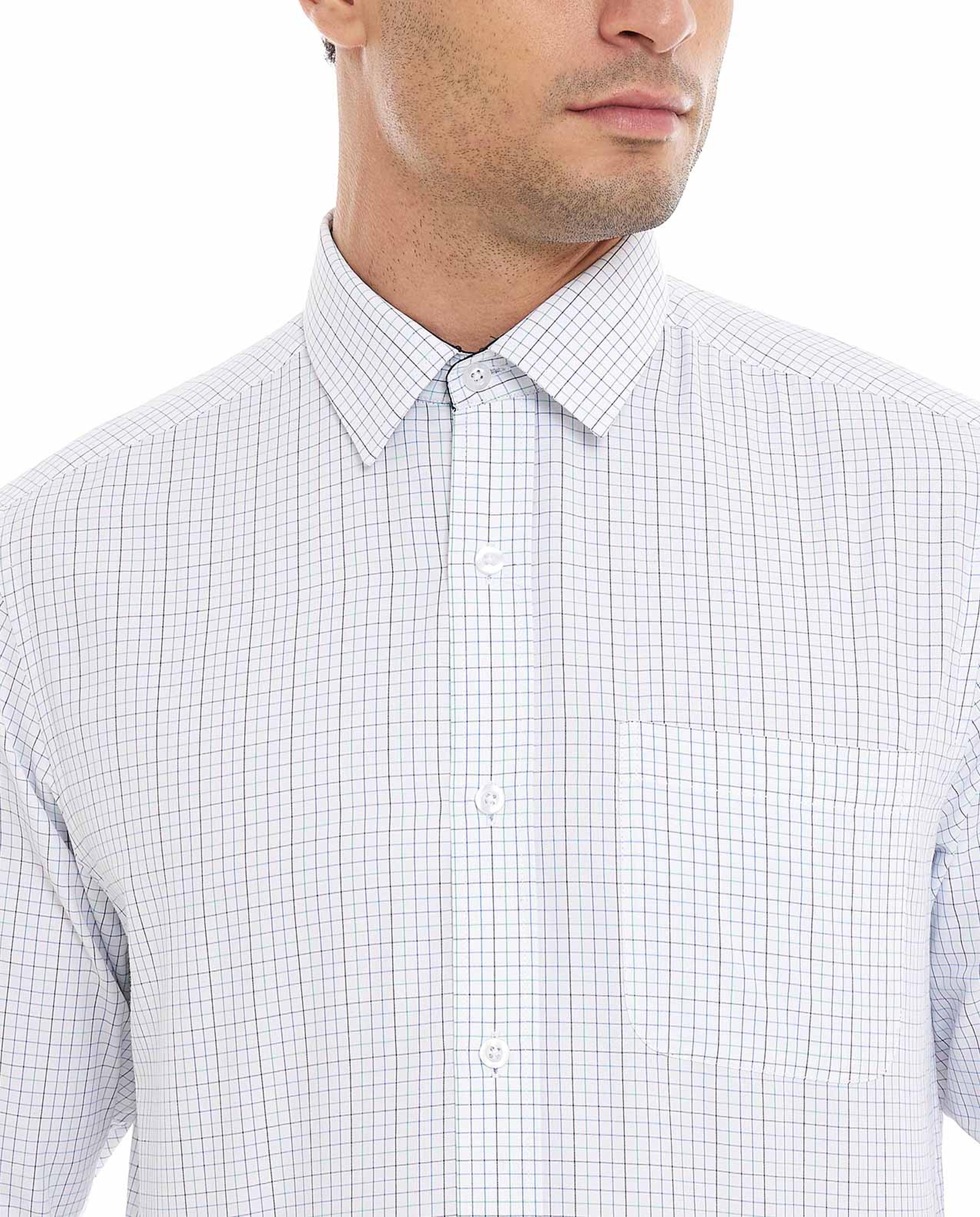 Checkered Shirt with Classic Collar and Long Sleeves