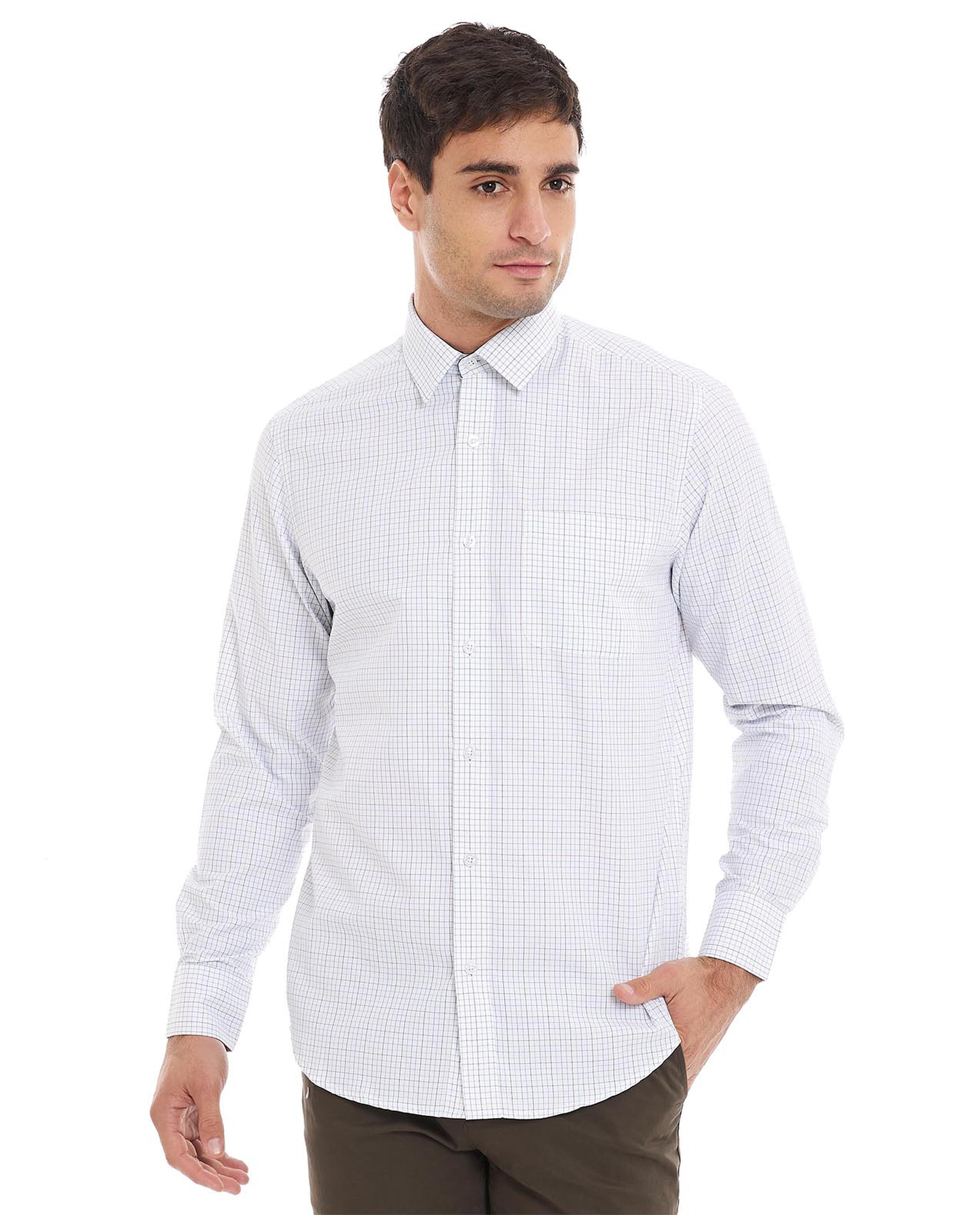 Checkered Shirt with Classic Collar and Long Sleeves