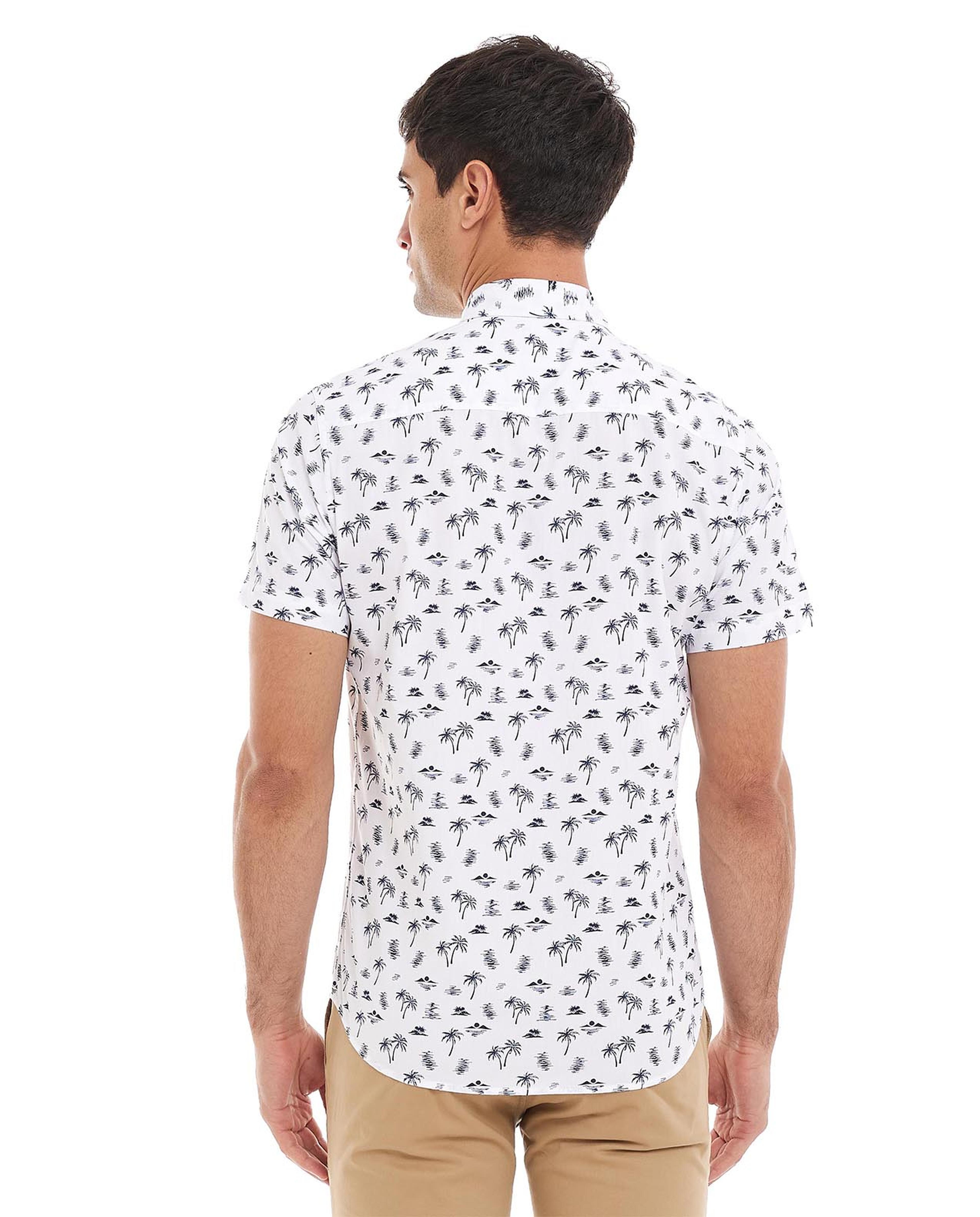 Printed Shirt with Classic Collar and Short Sleeves