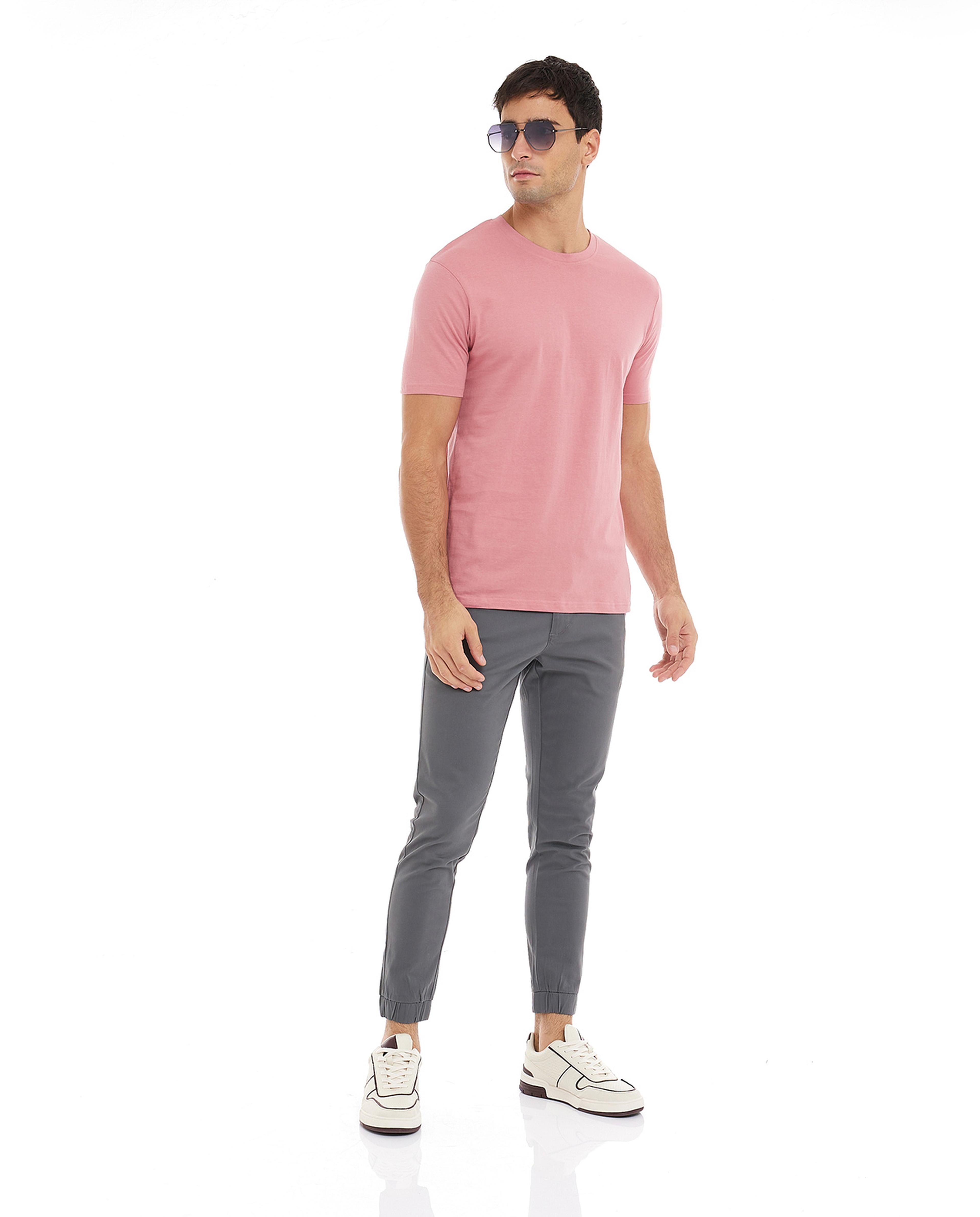 Solid T-Shirt with Crew Neck and Short Sleeves