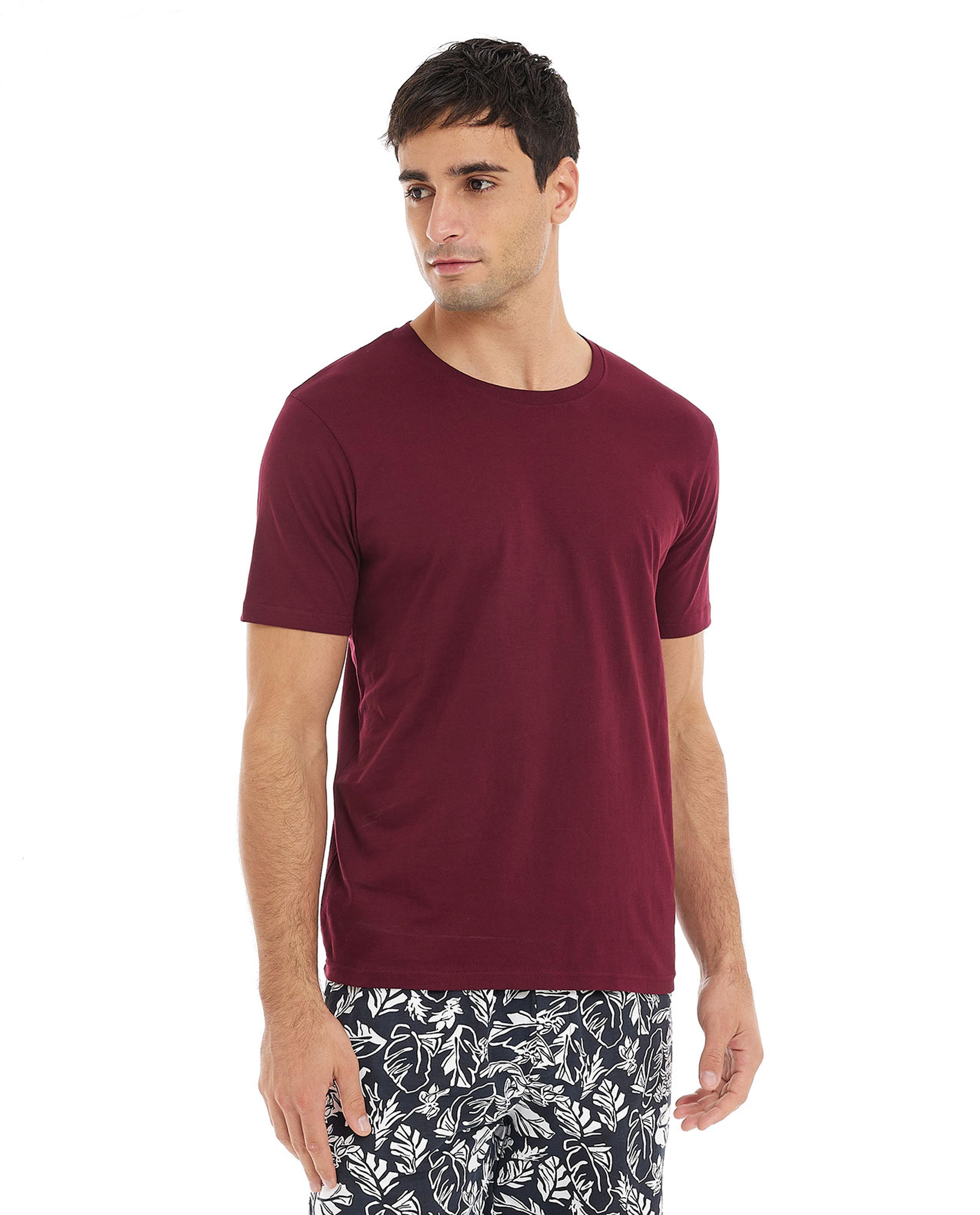 Solid T-Shirt with Crew Neck and Short Sleeves