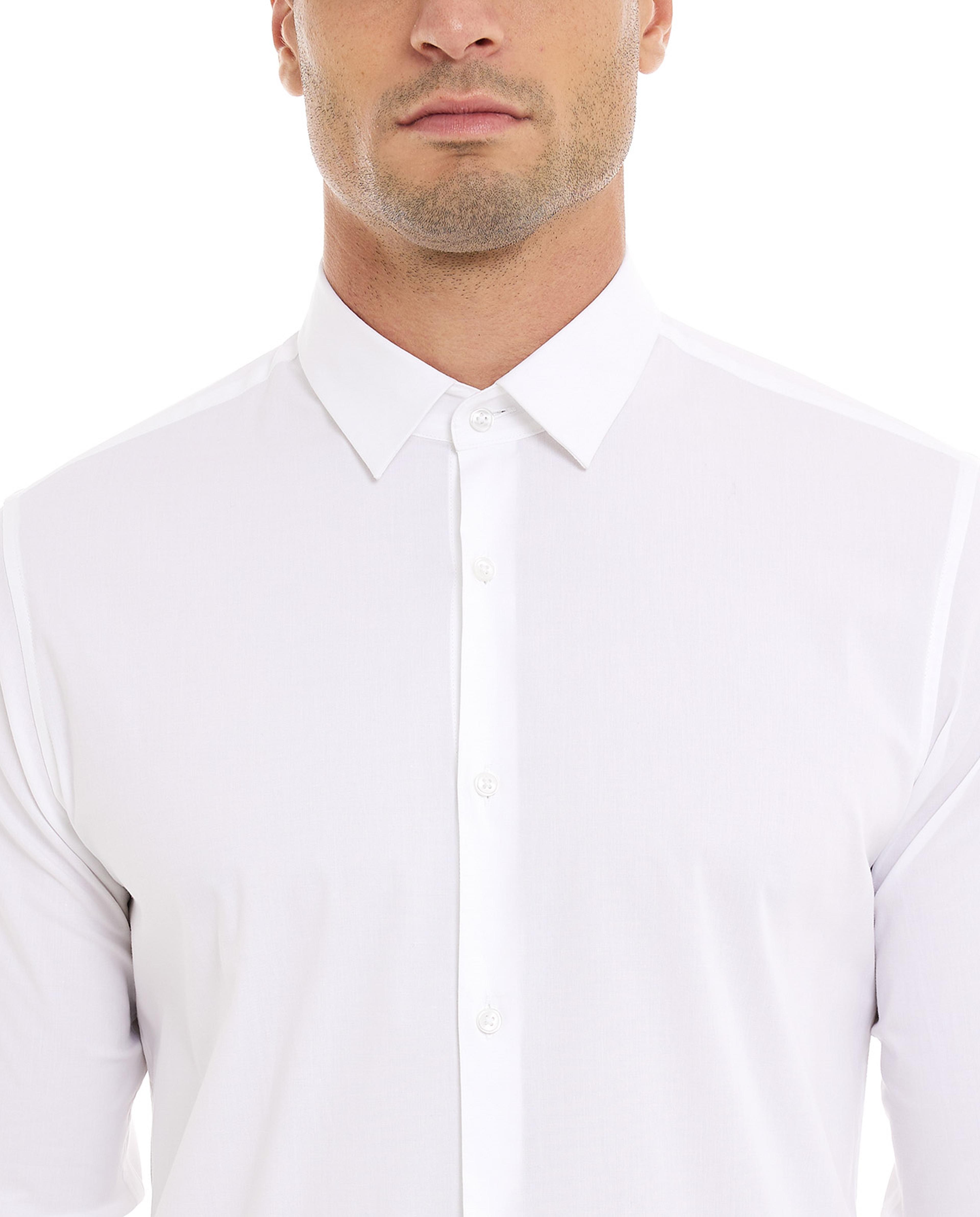 Solid Shirt with Classic Collar and Long Sleeves