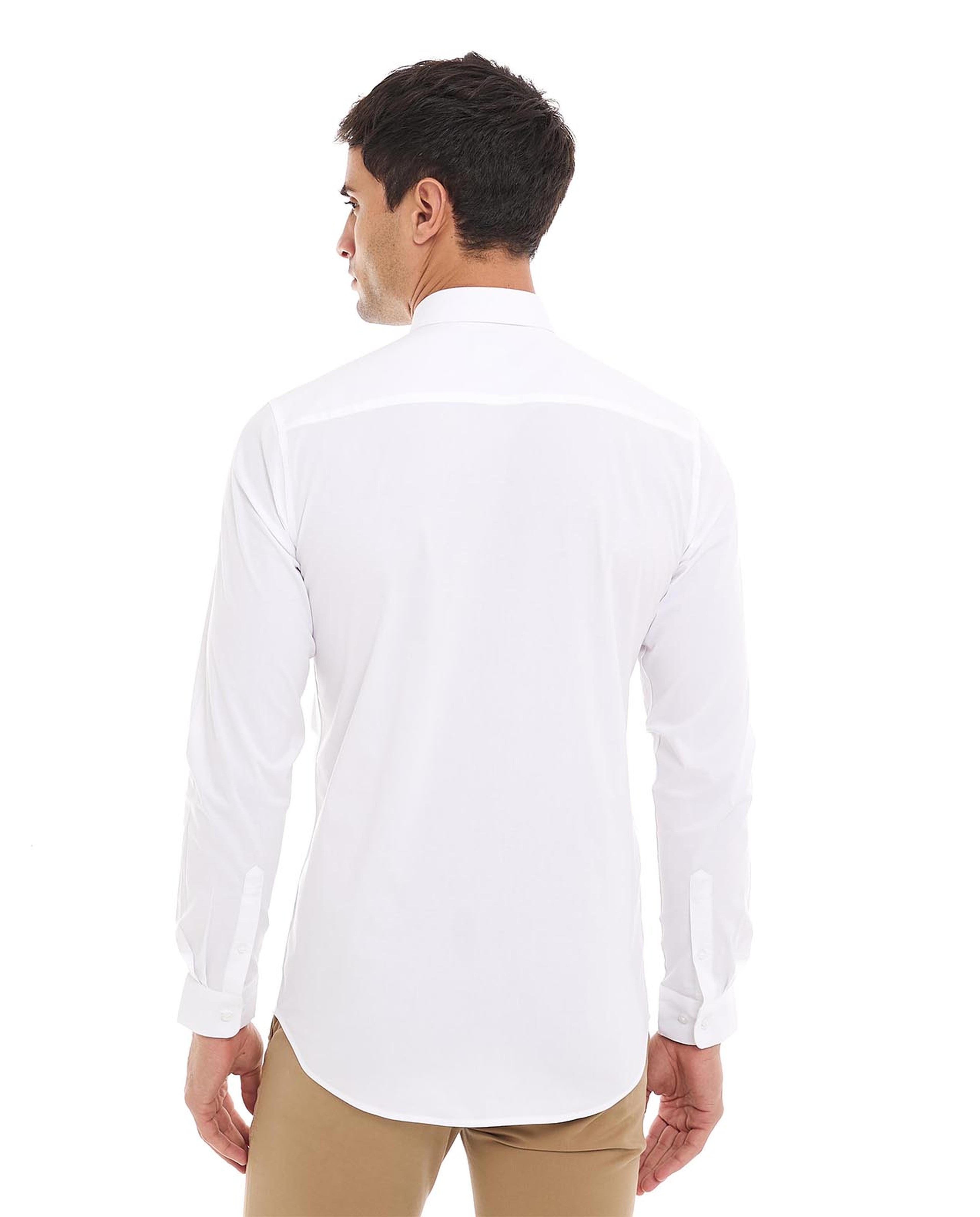 Solid Shirt with Classic Collar and Long Sleeves