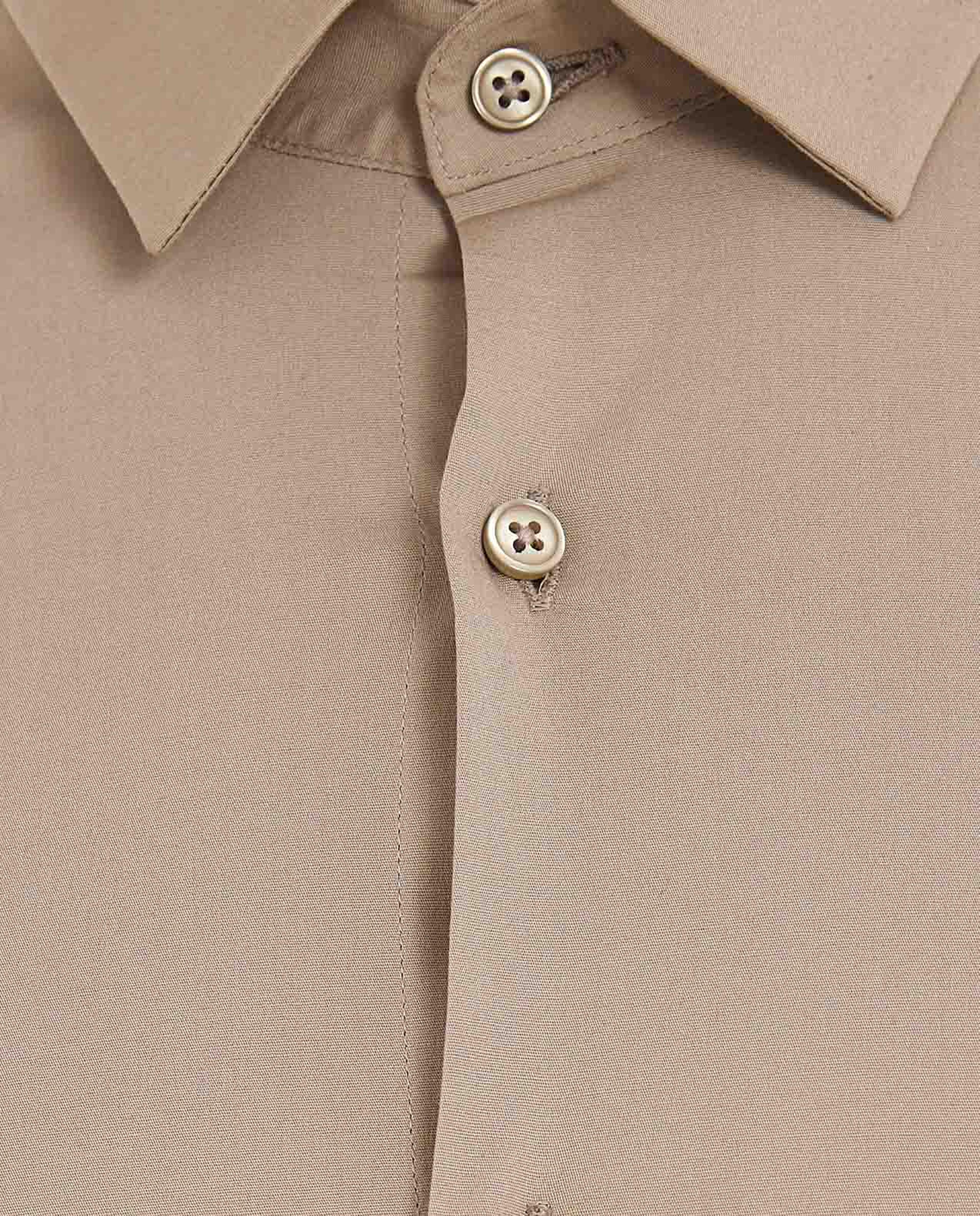 Solid Shirt with Classic Collar and Long Sleeves