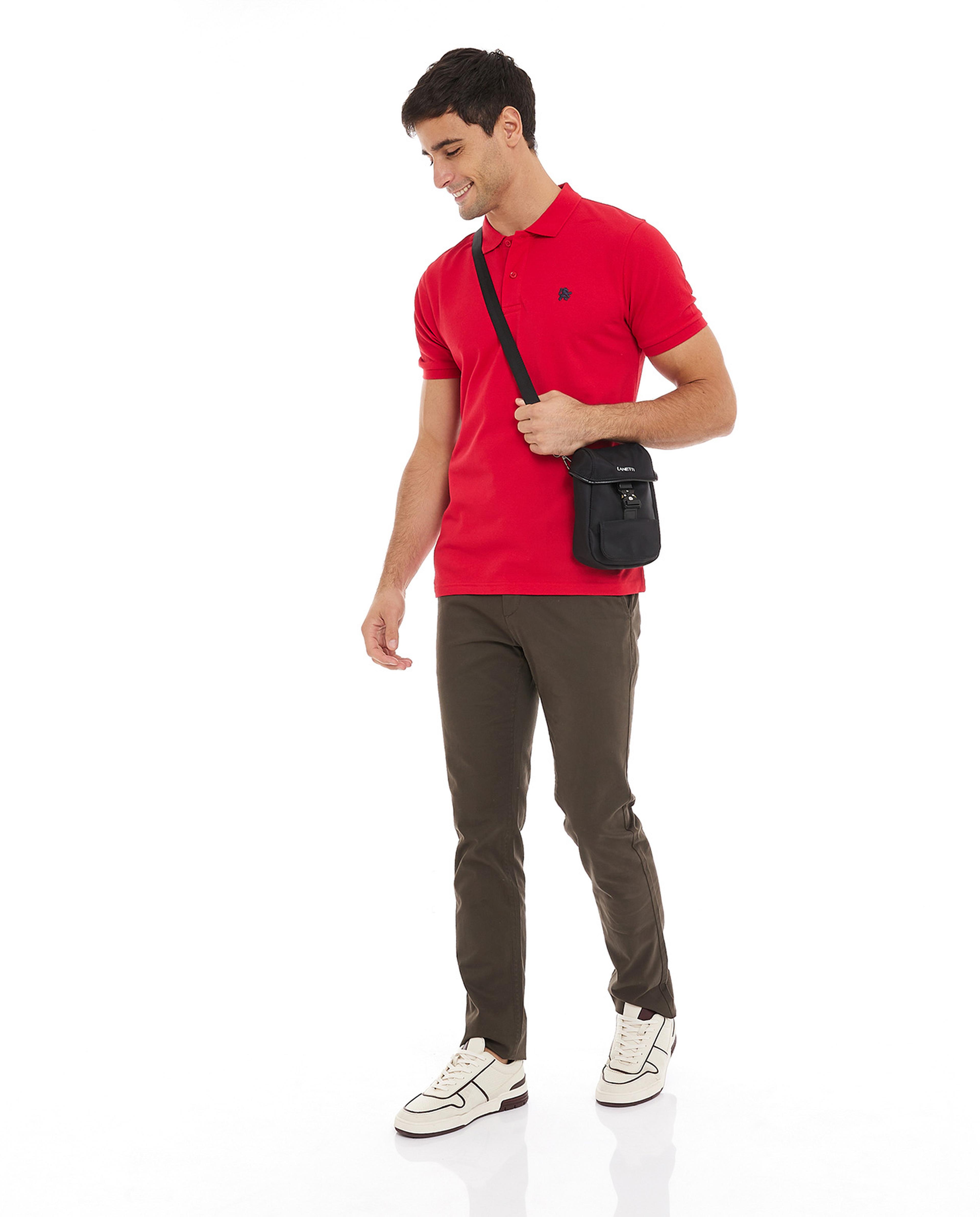 Solid T-Shirt with Polo Collar and Short Sleeves