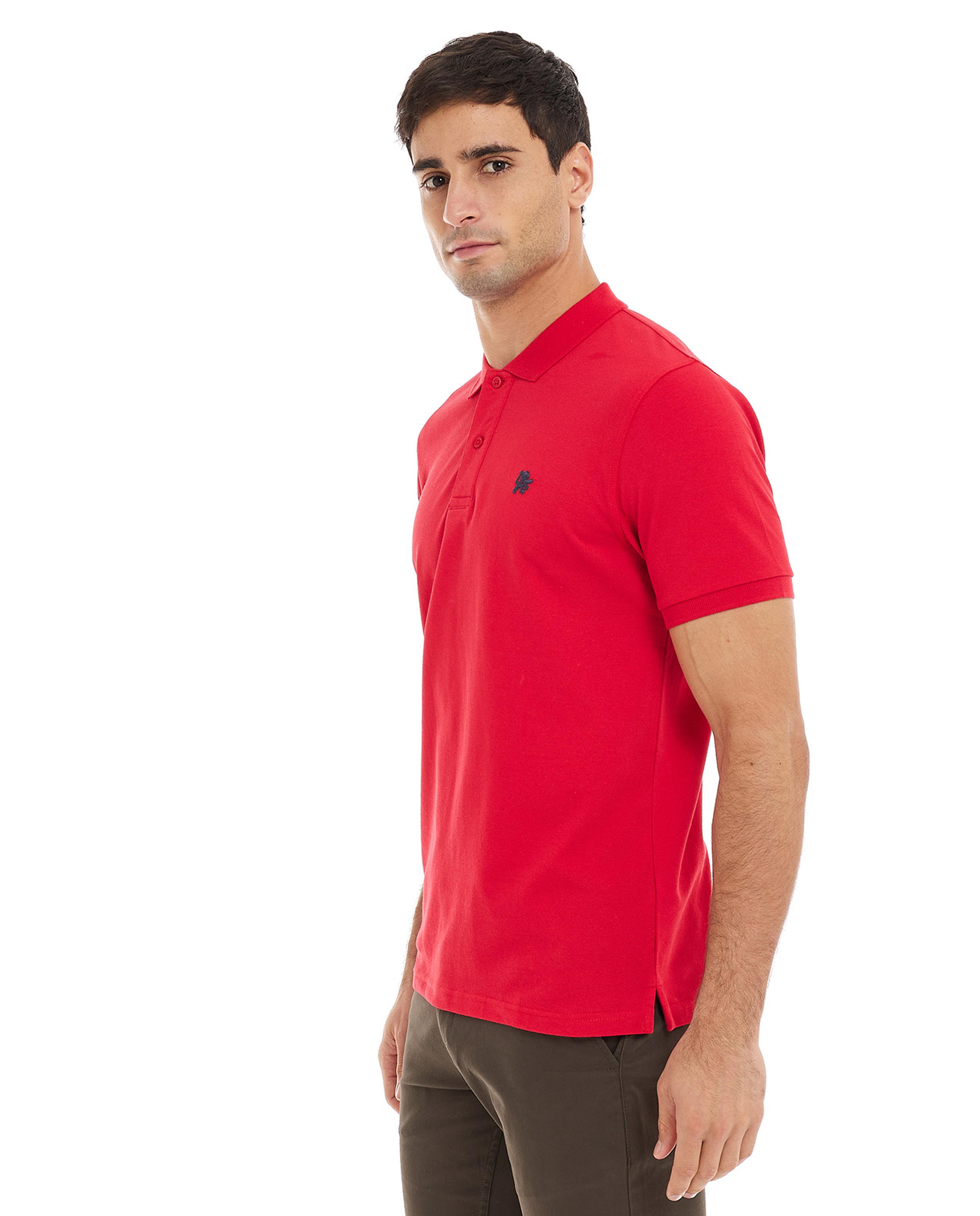 Solid T-Shirt with Polo Collar and Short Sleeves