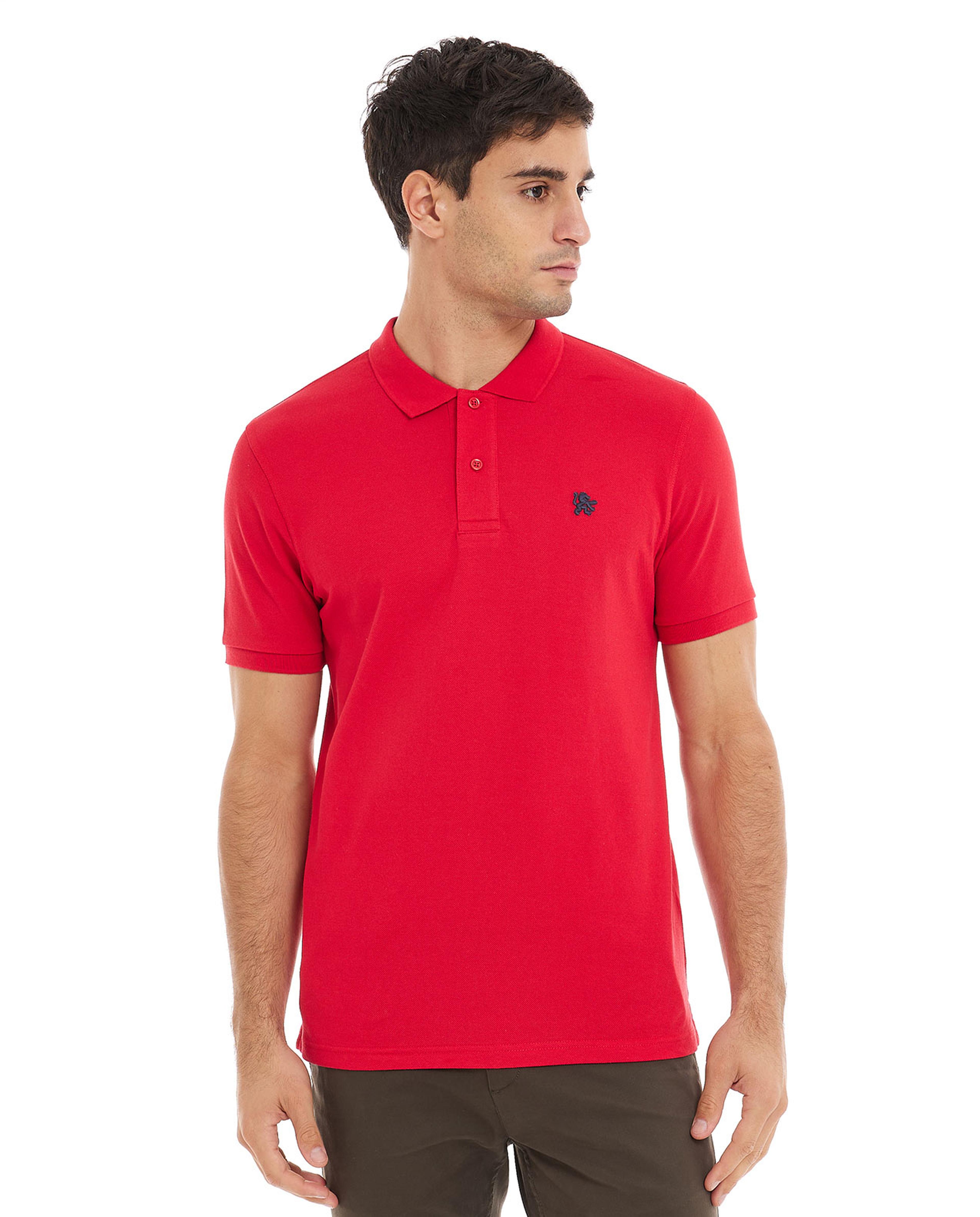 Solid T-Shirt with Polo Collar and Short Sleeves