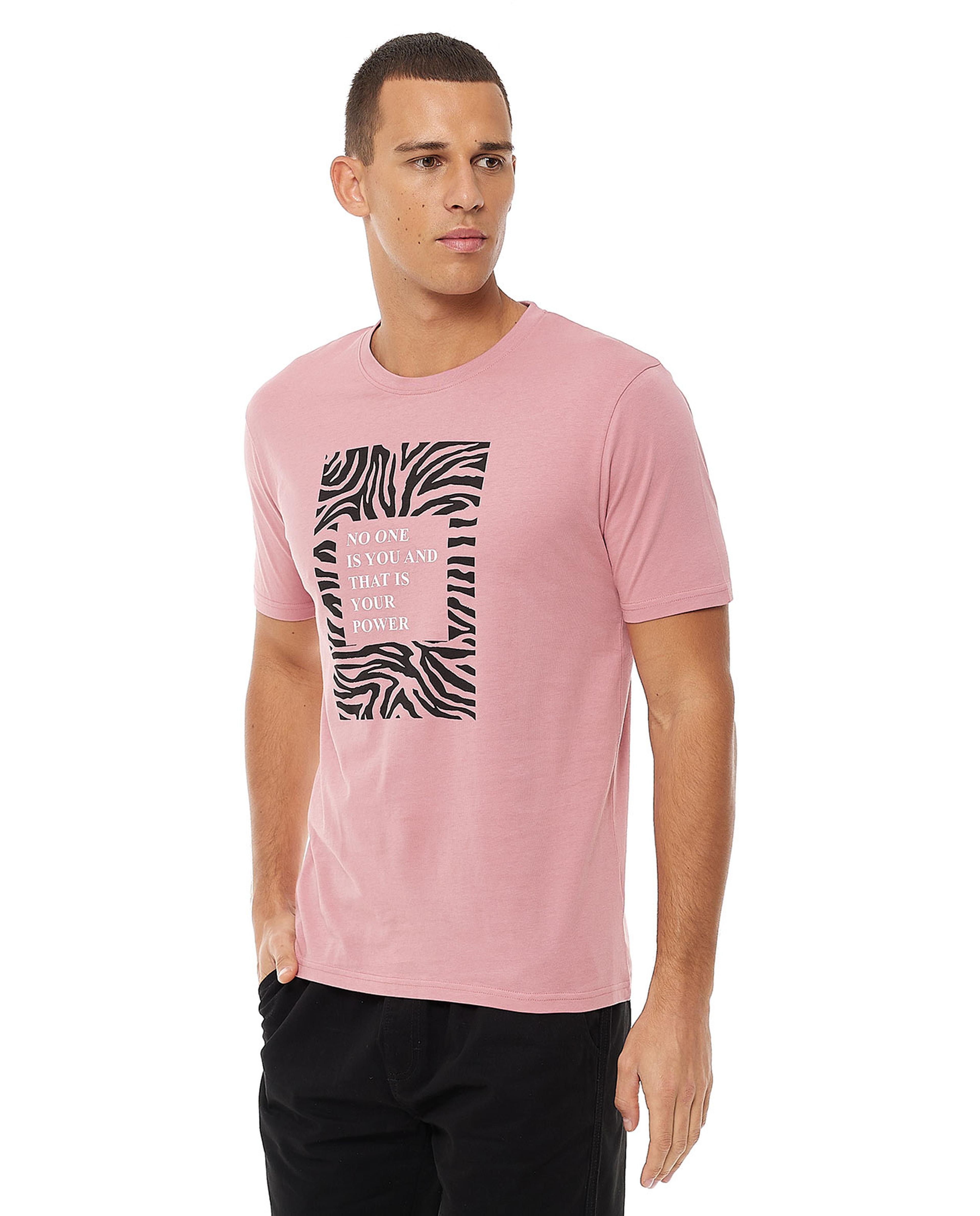 Graphic Print T-Shirt with Crew Neck and Short Sleeves