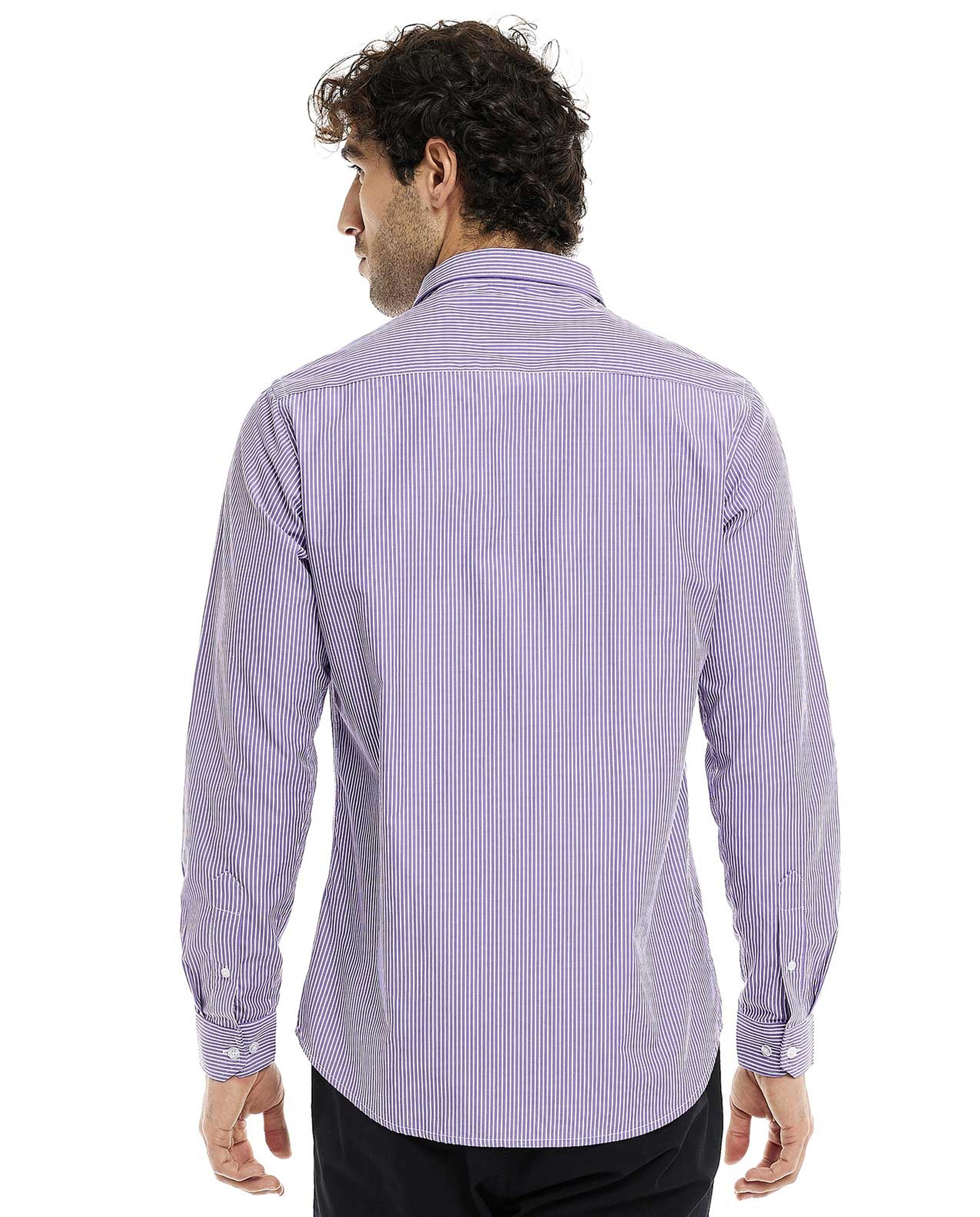 Solid Shirt with Classic Collar and Long Sleeves