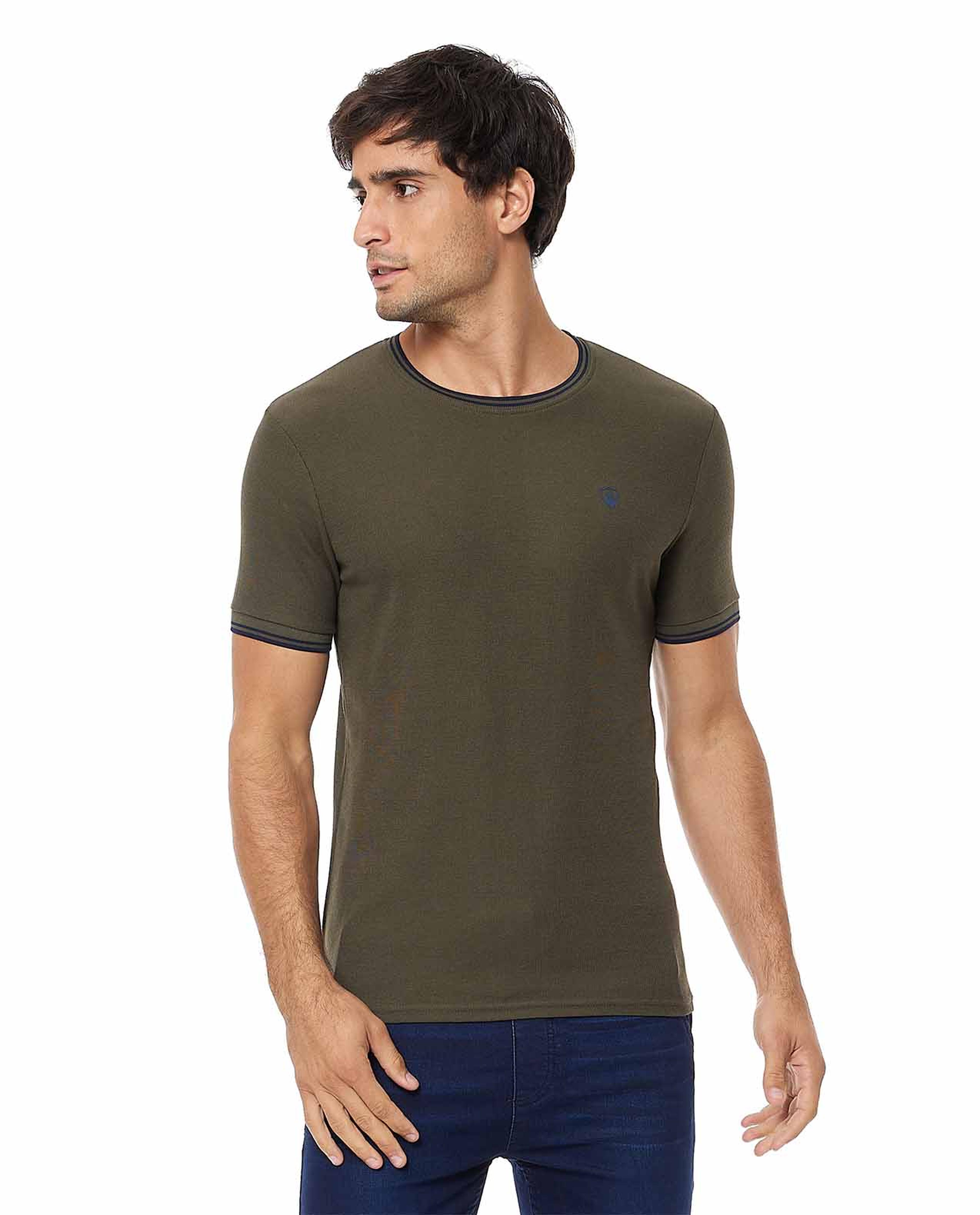 Solid T-Shirt with Crew Neck and Short Sleeves