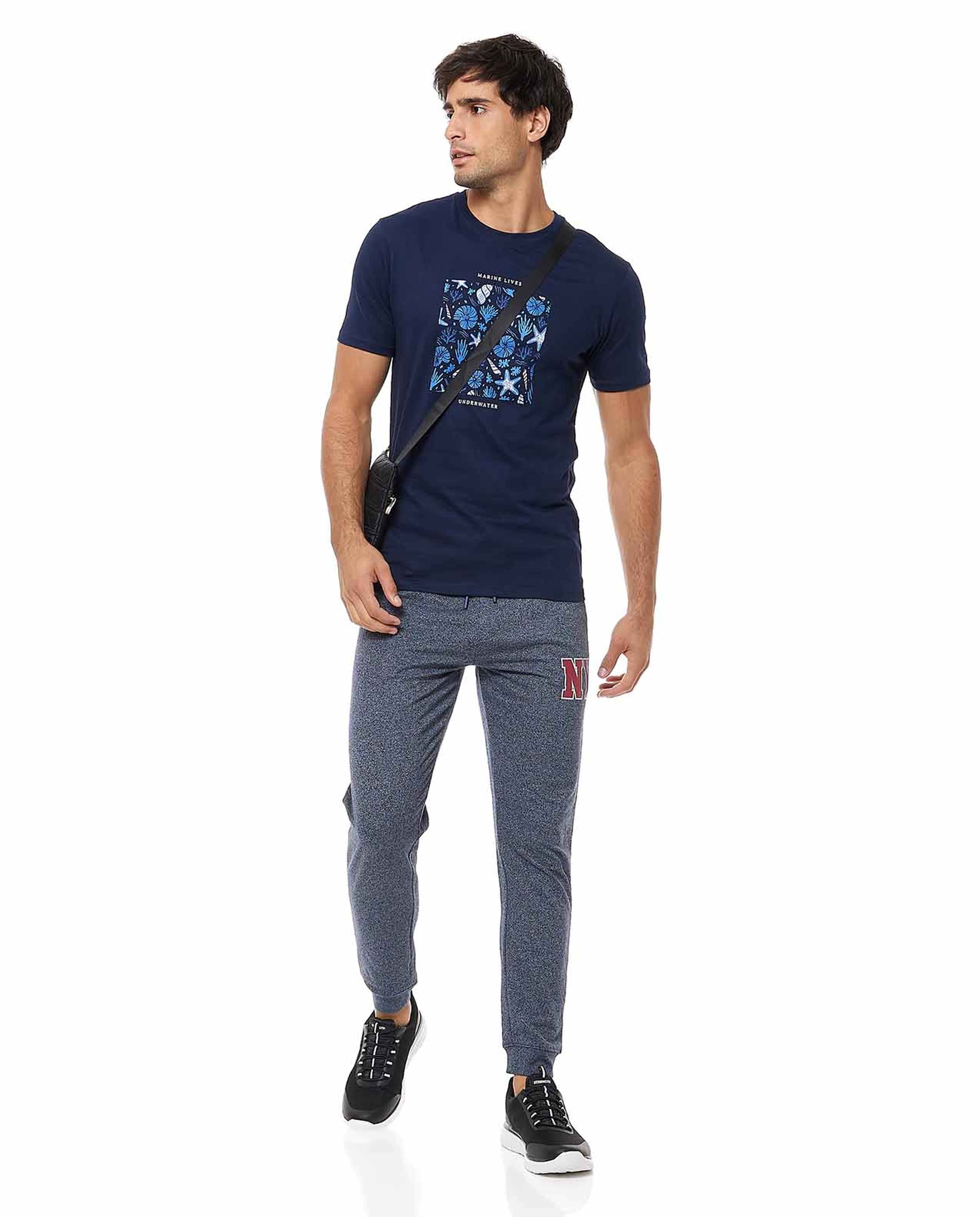 Graphic Print T-Shirt with Crew Neck and Short Sleeves