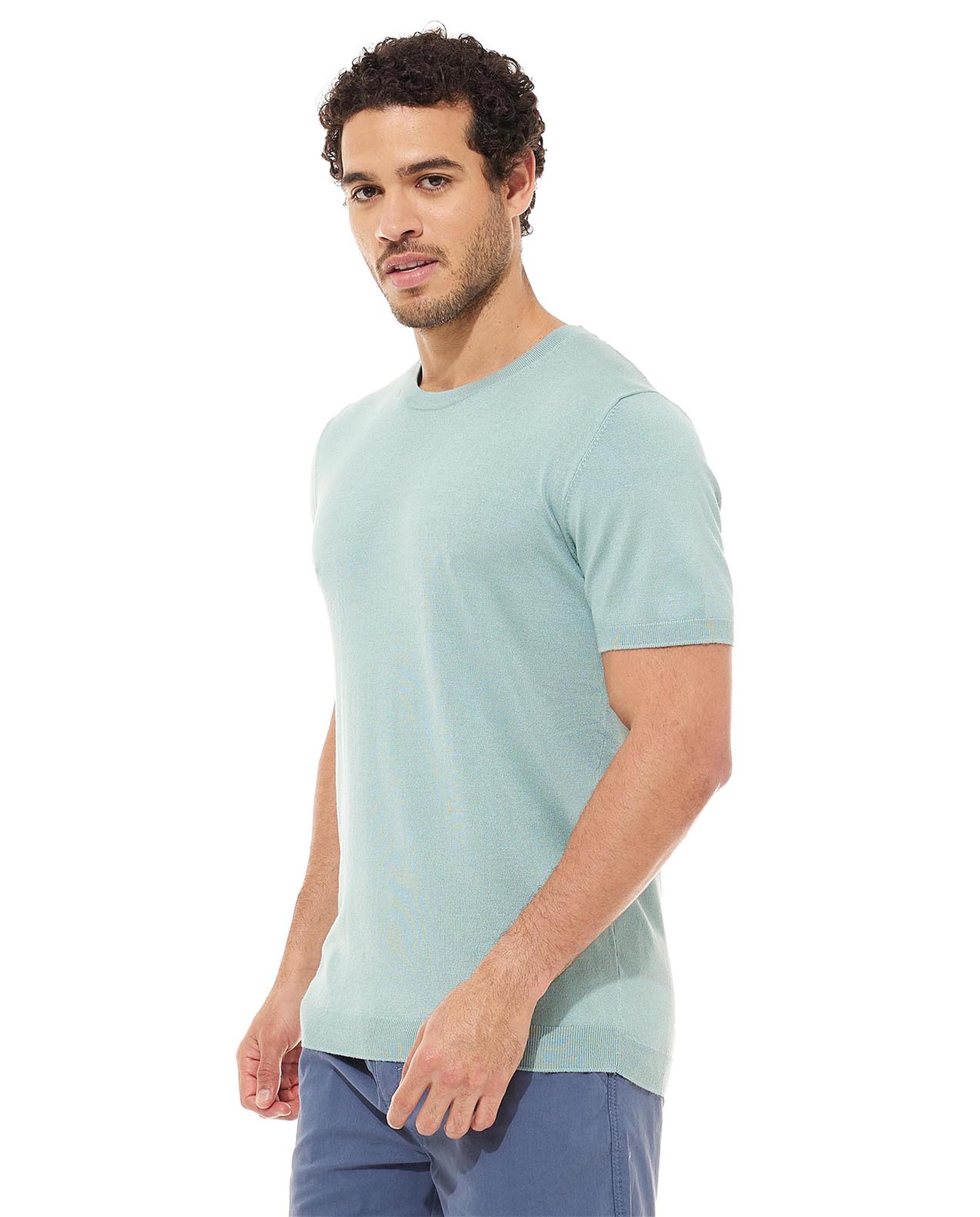 Solid T-Shirt with Crew Neck and Short Sleeves