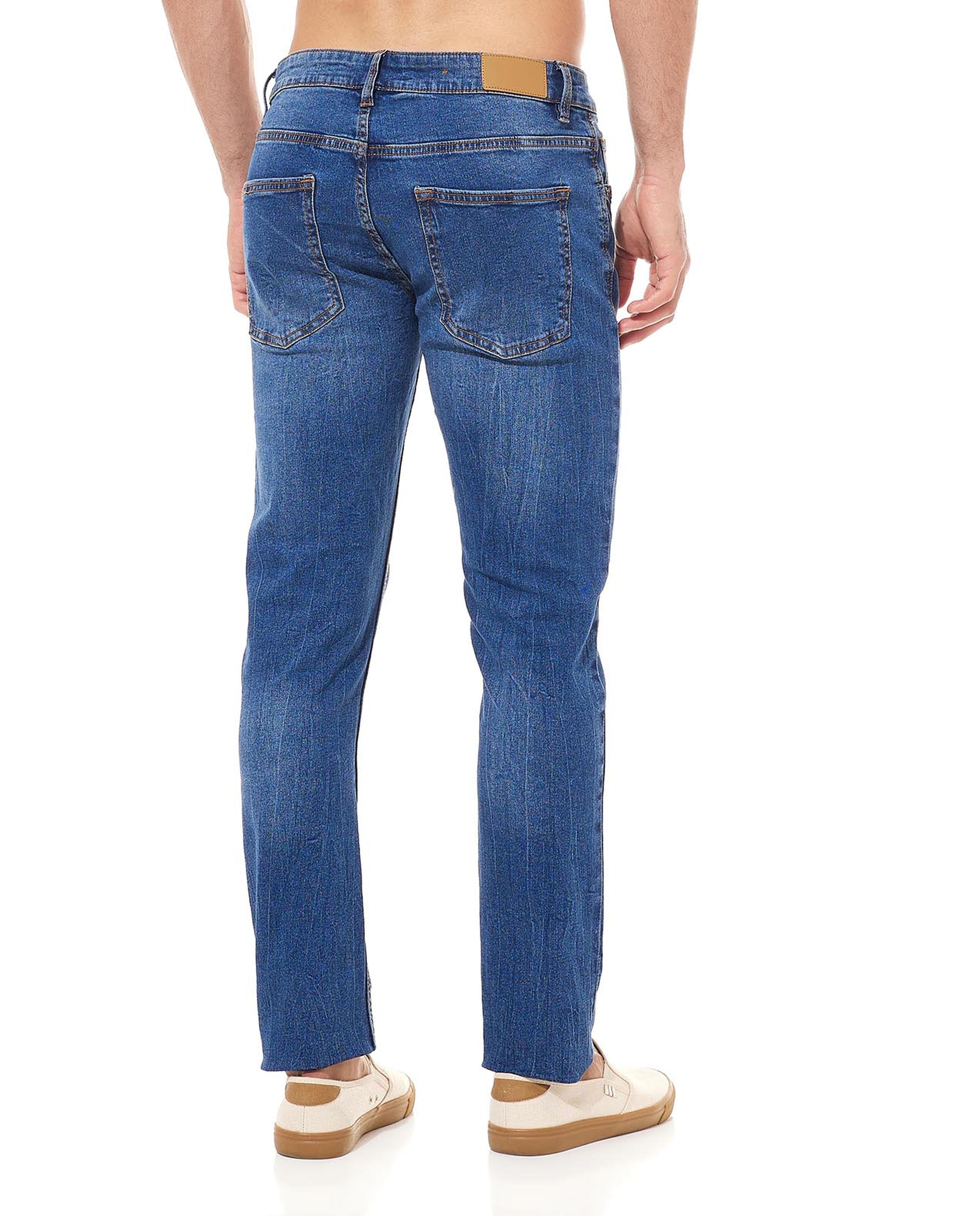 Solid Straight Fit Jeans with Button Closure