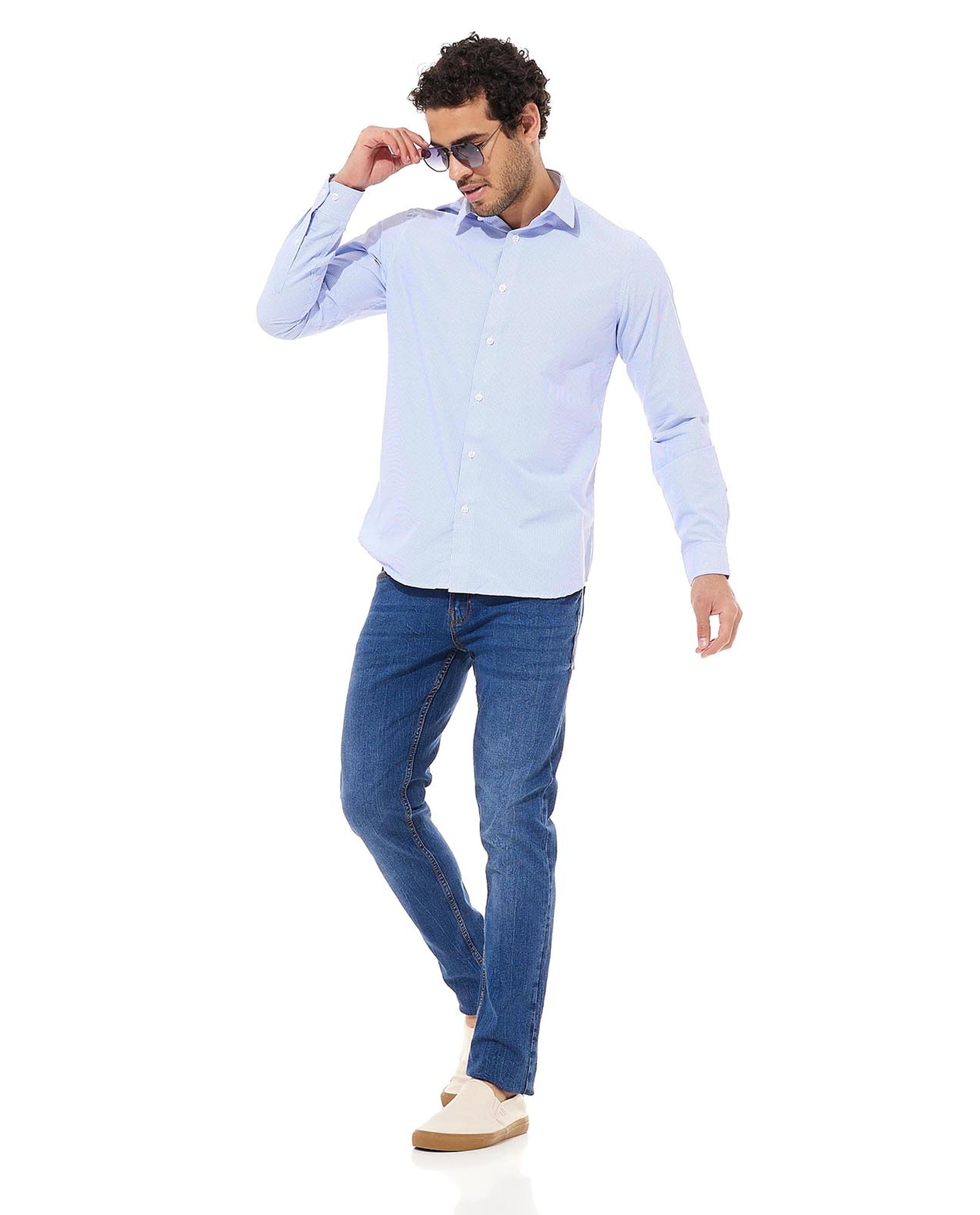 Solid Straight Fit Jeans with Button Closure