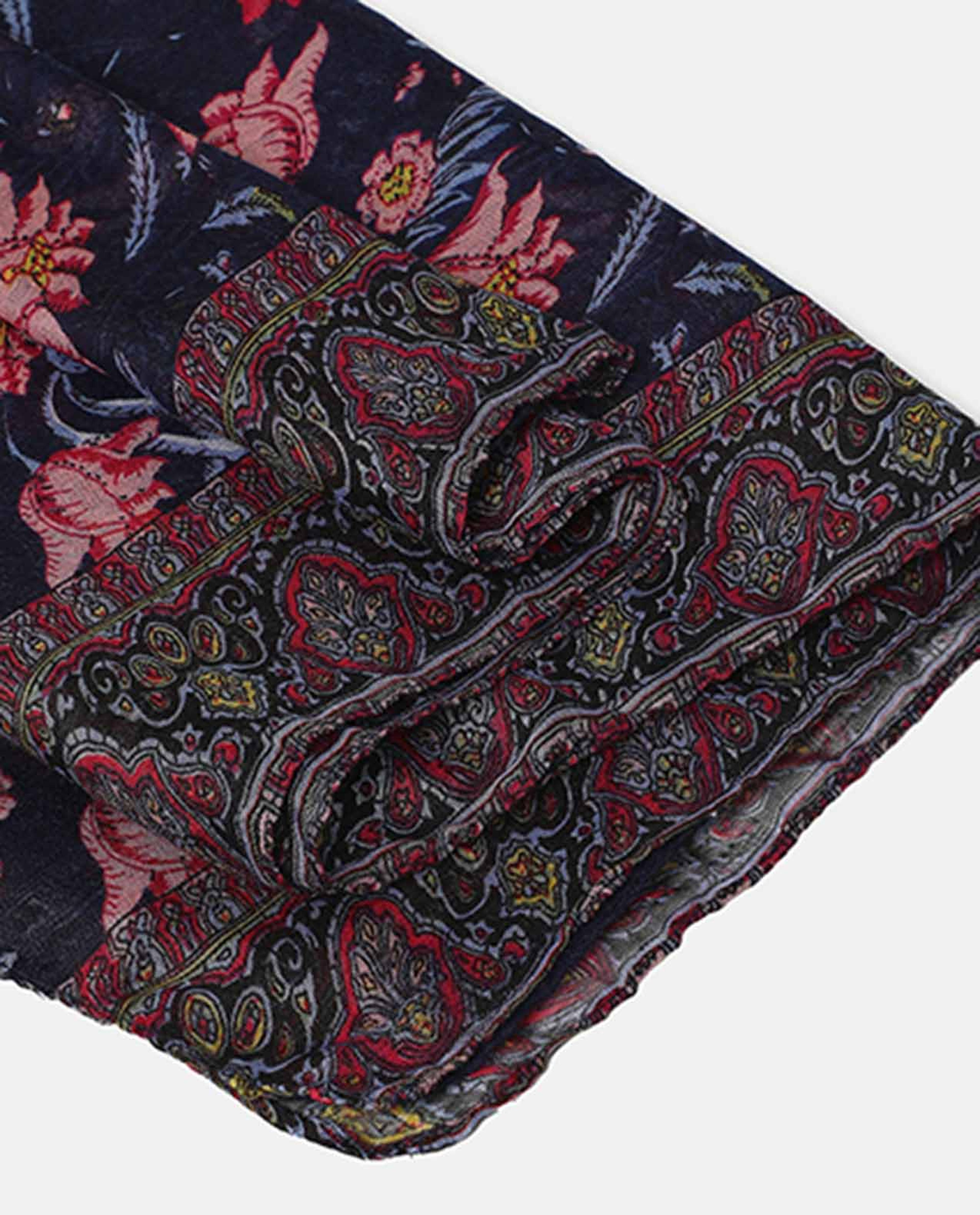 R&B Blue Floral Printed Scarf