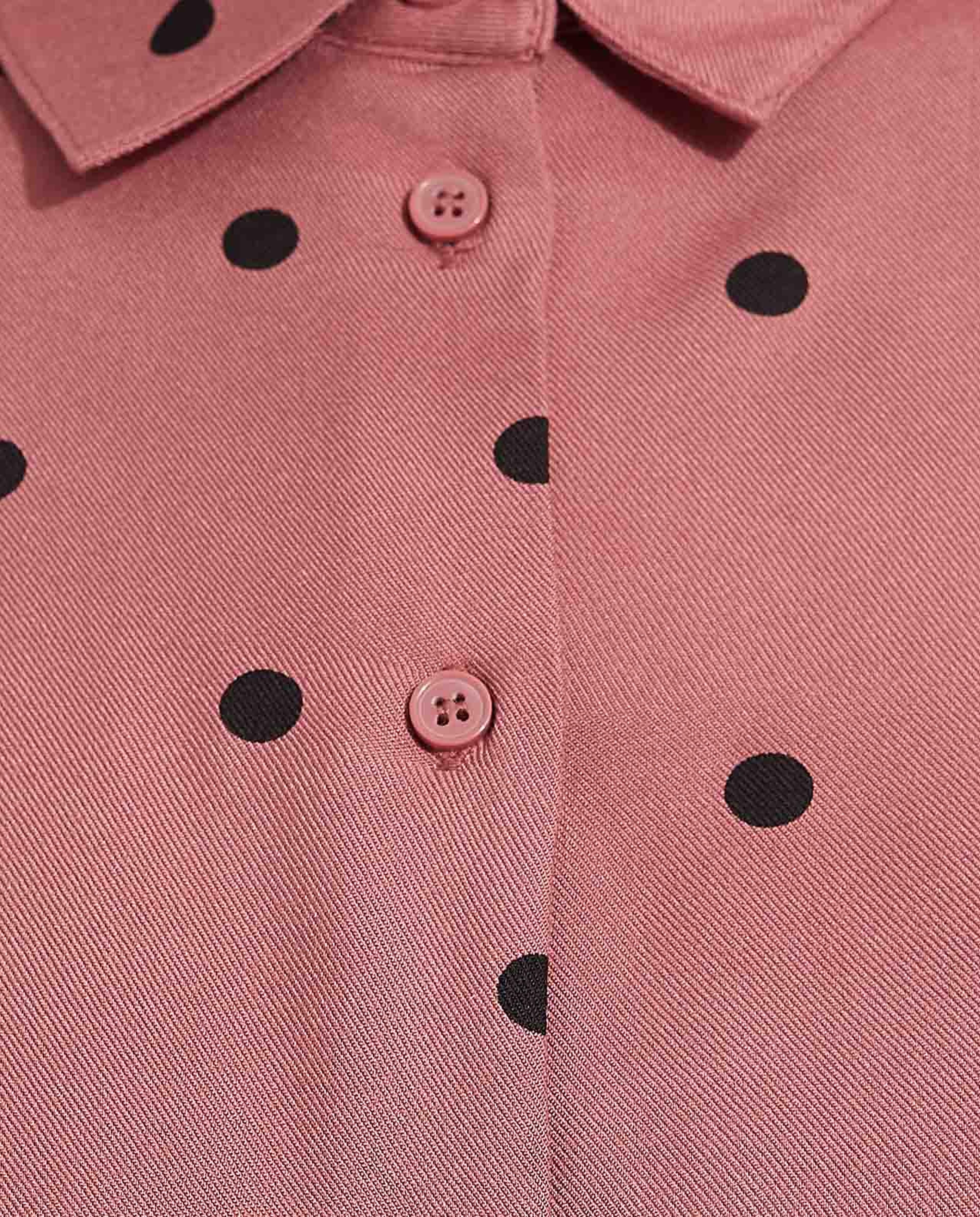 Polka Dot Printed Shirt with Classic Collar and Long Sleeves