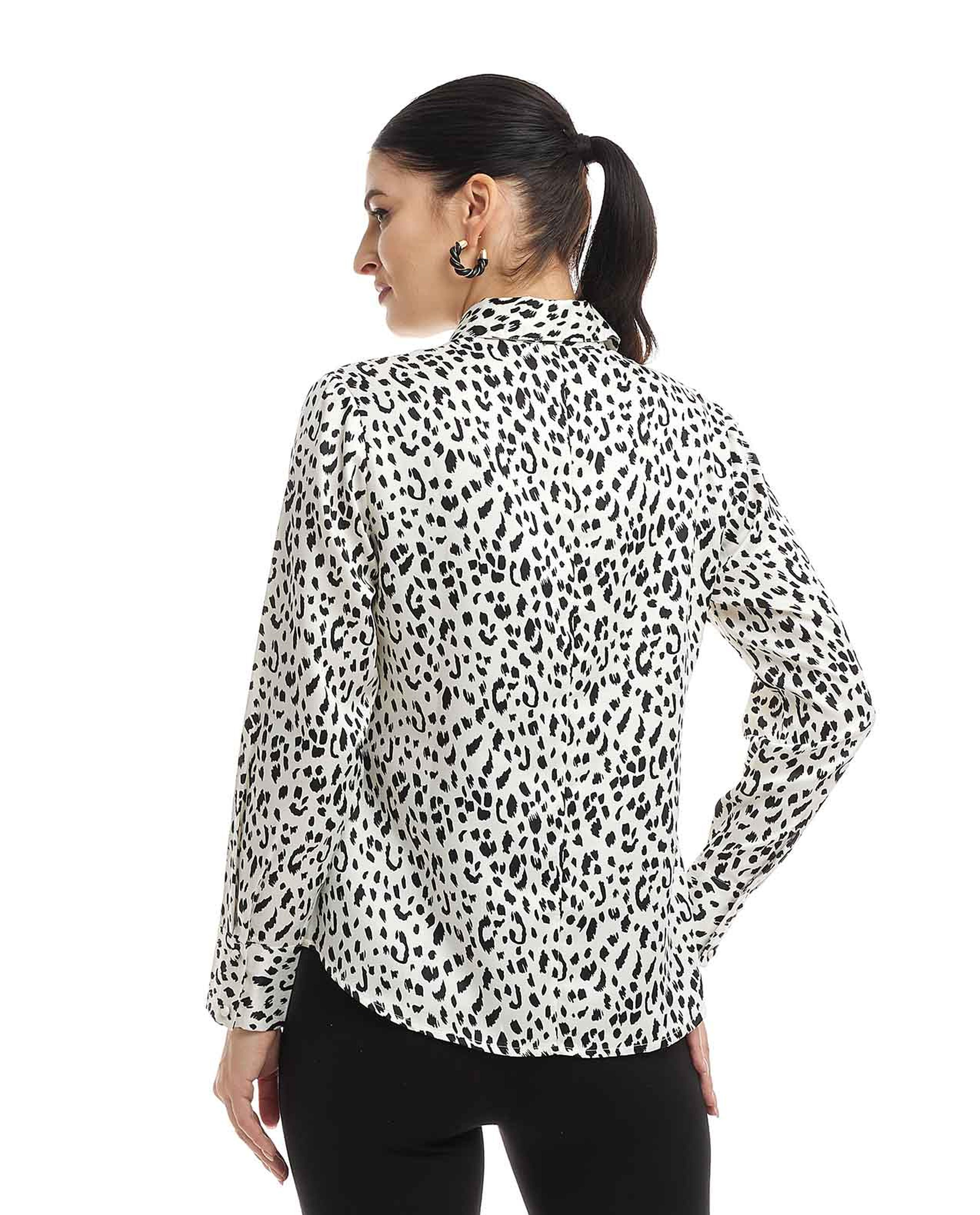 Printed Shirt with Classic Collar and Long Sleeves