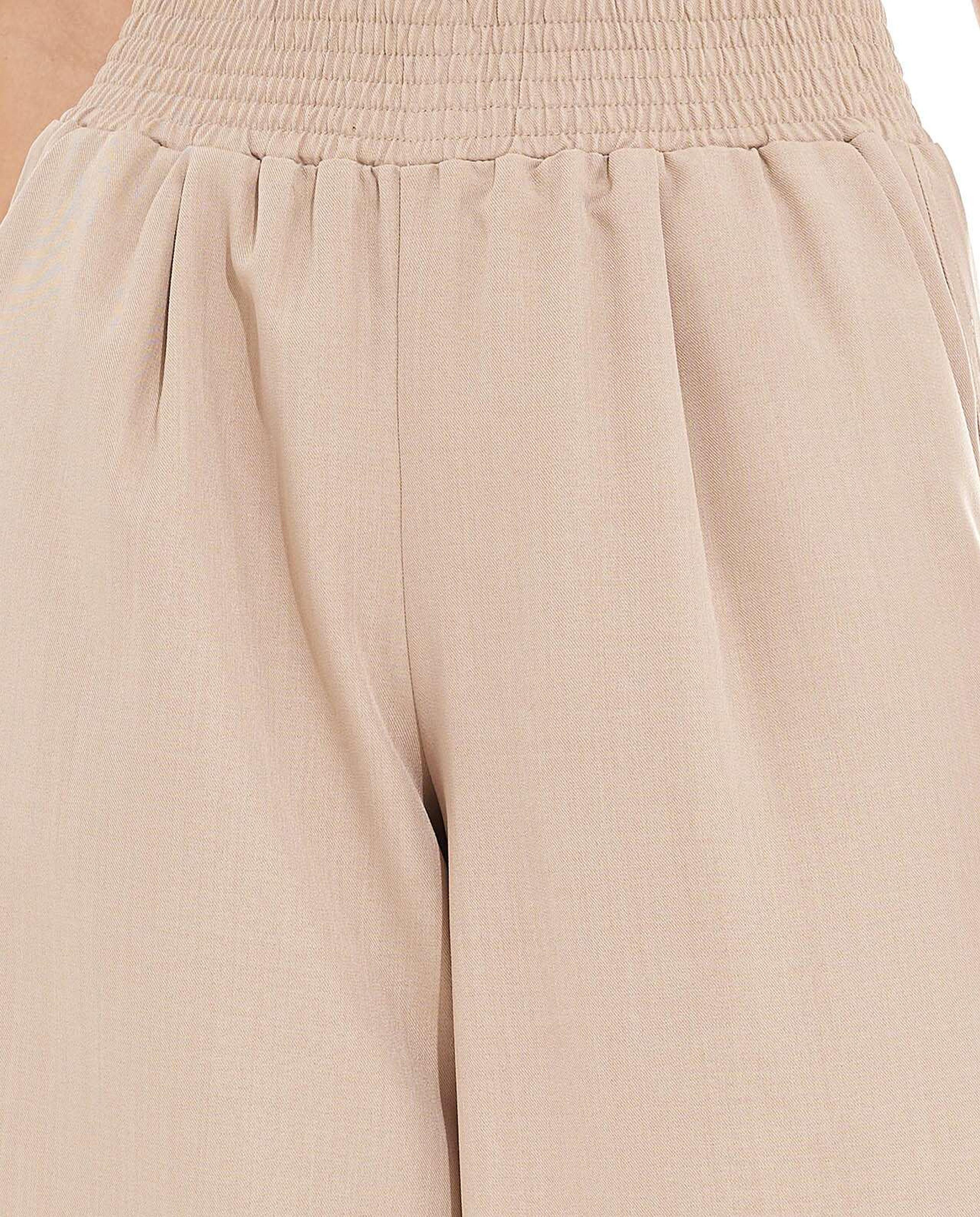 Solid Culottes with Elastic Waist