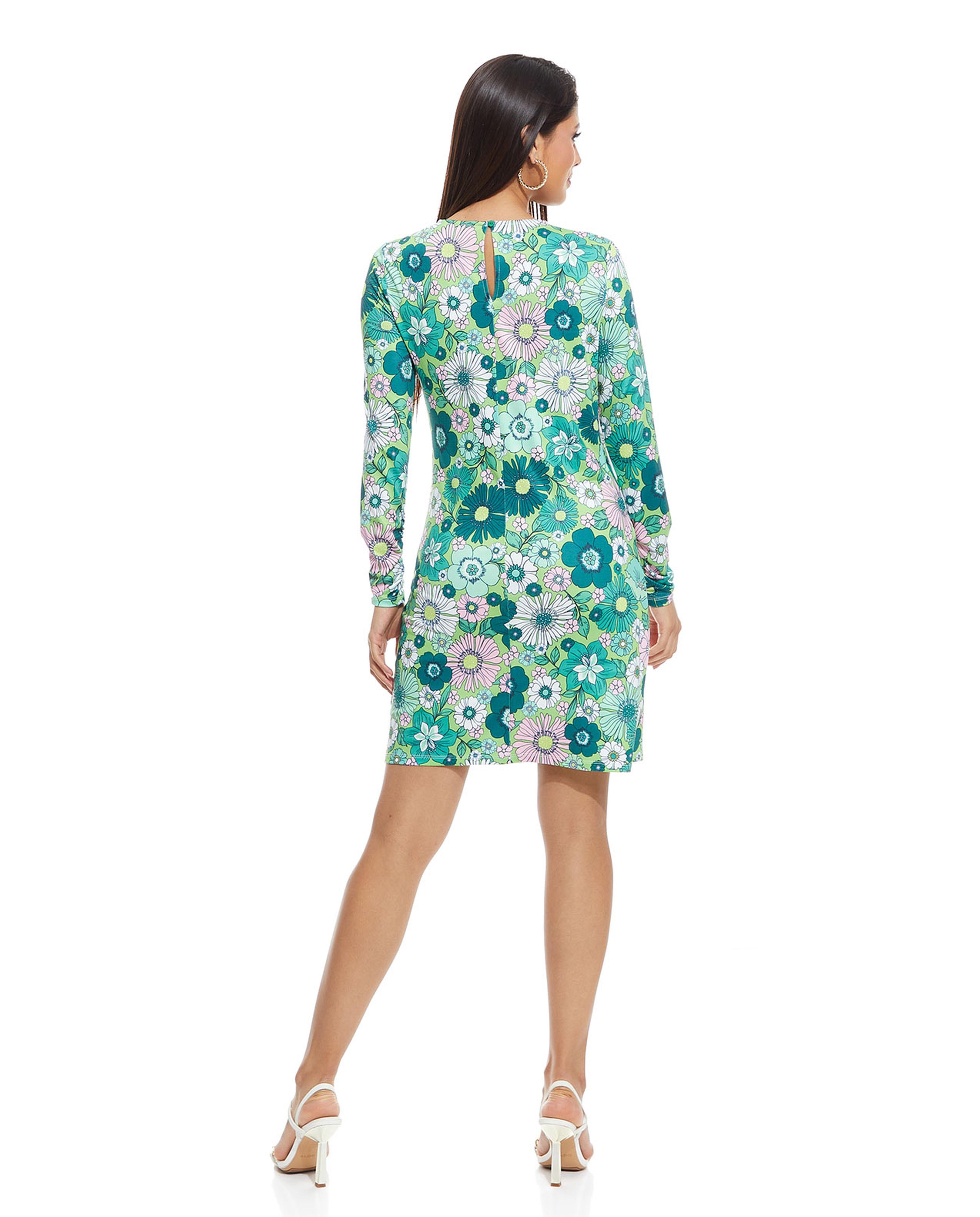 Printed Bodycon Dress with Gathered Detail