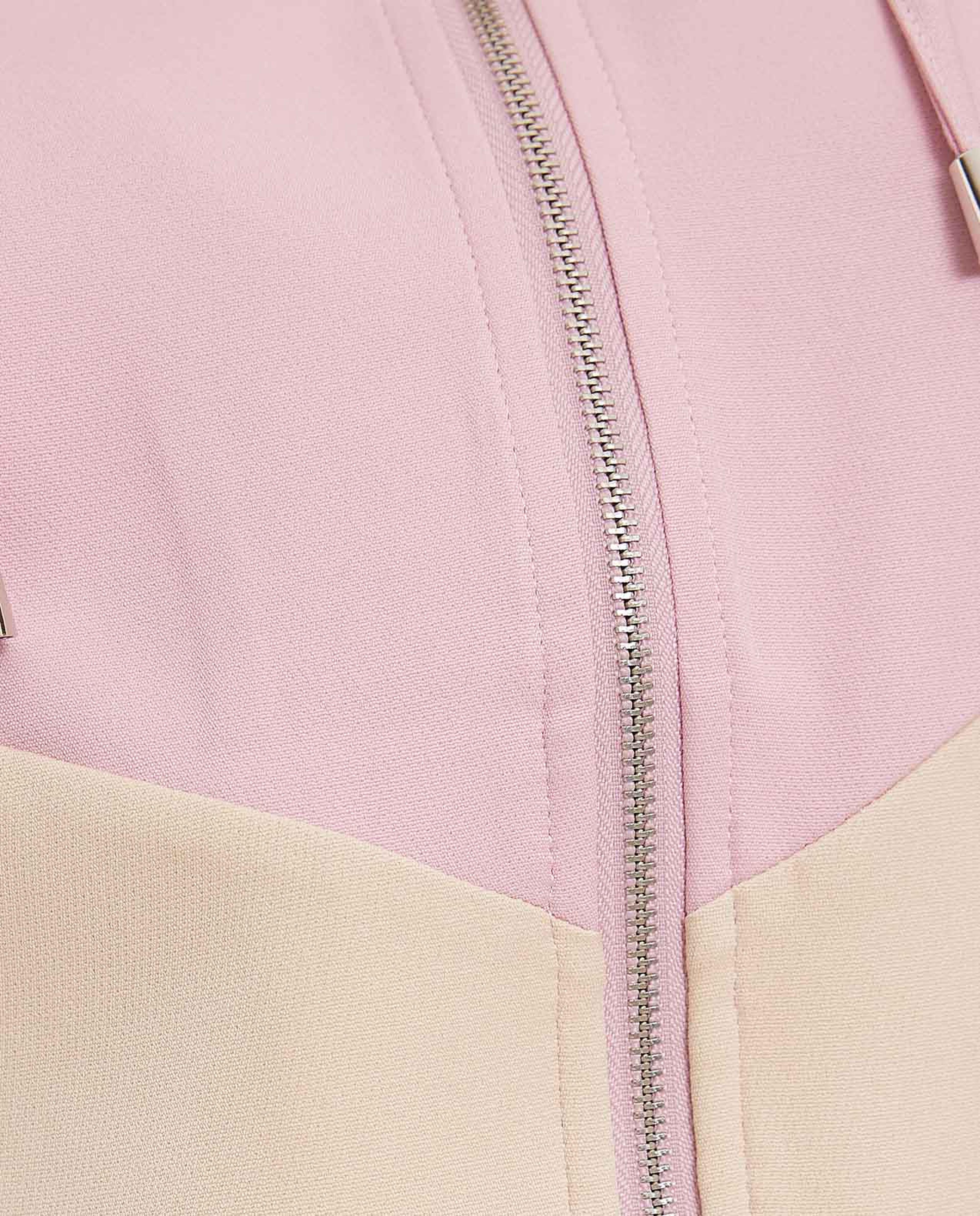Color Block Hooded Jacket with Zippered Closure