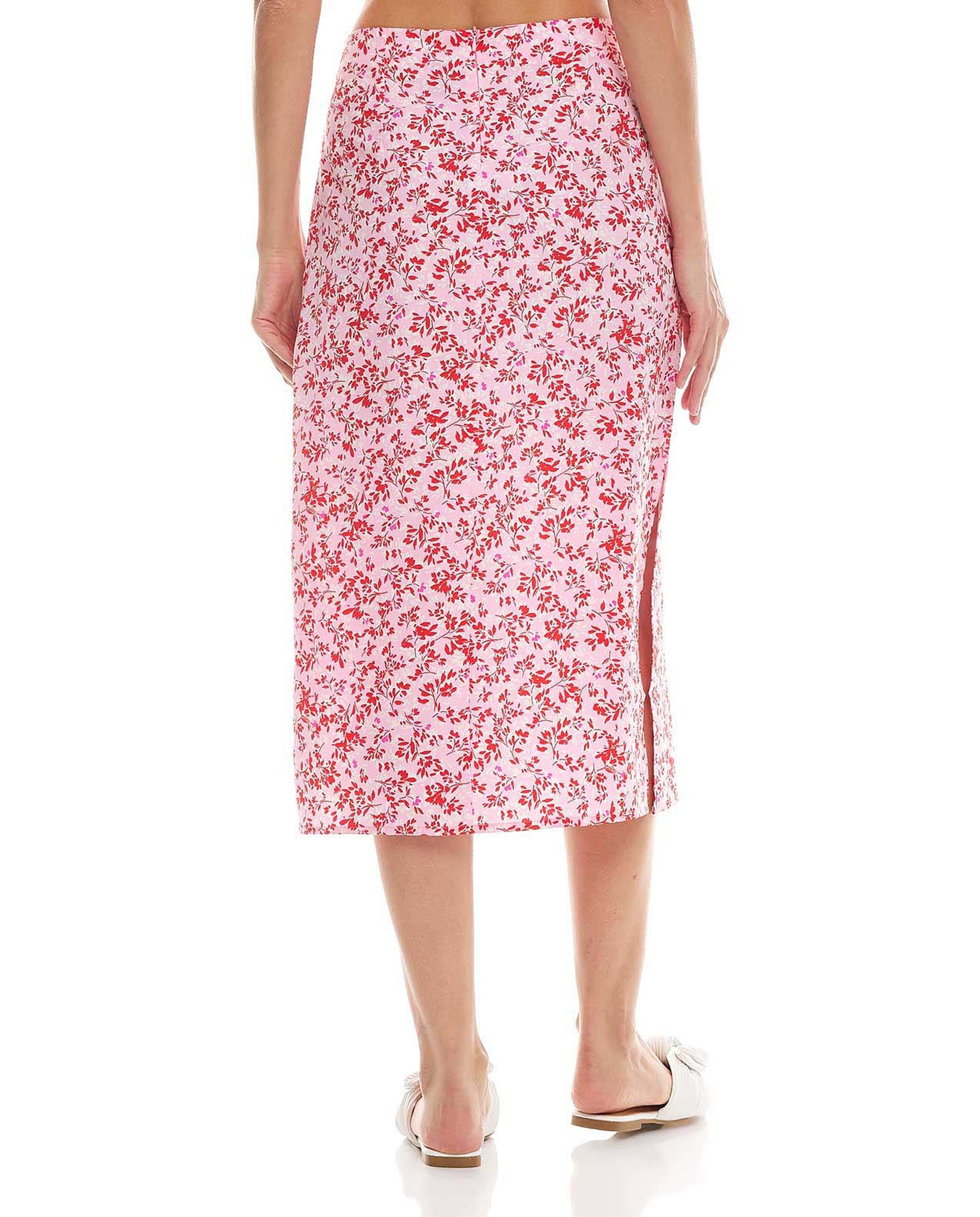 Floral Printed Straight Midi Skirt