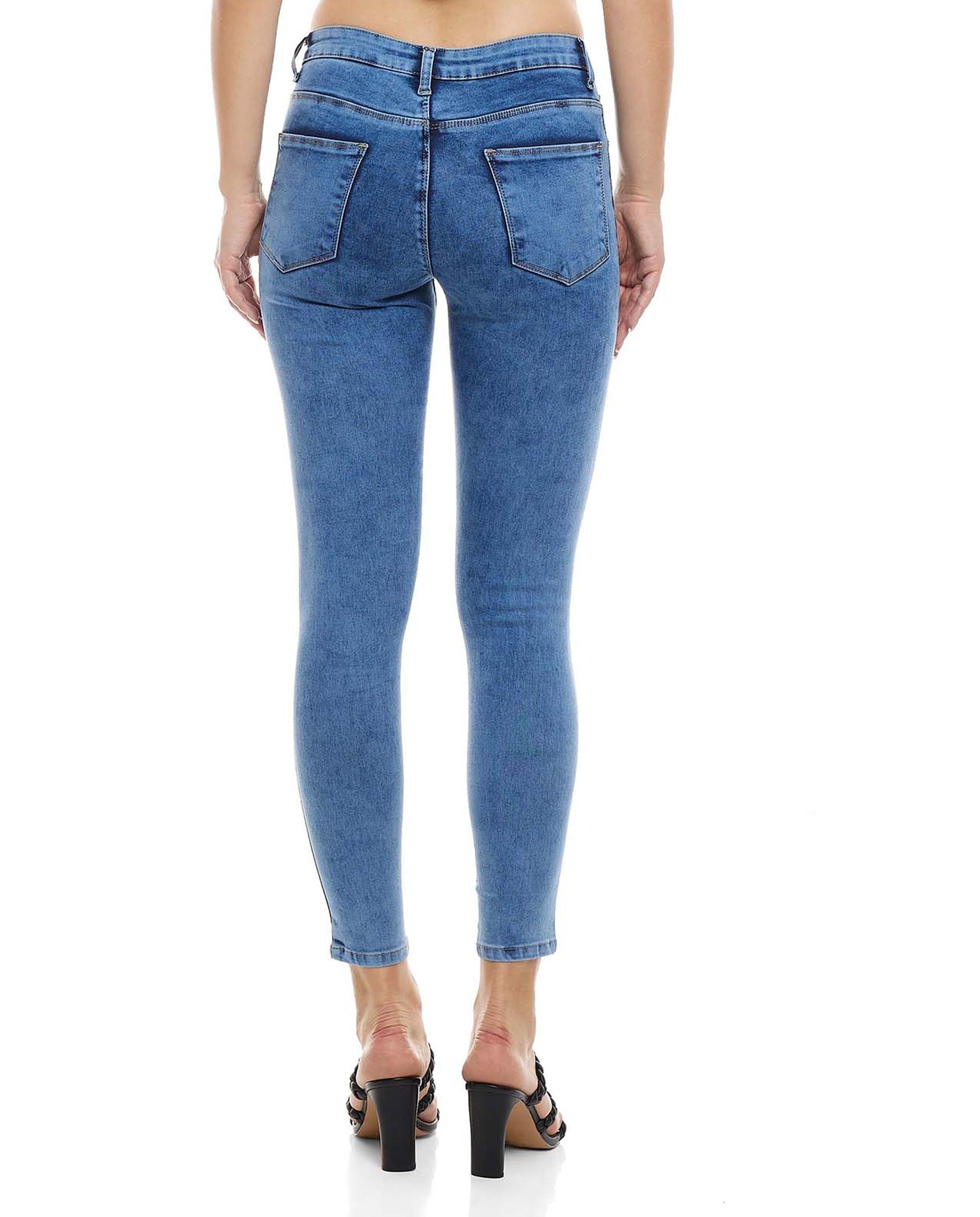 Skinny Fit Jeans with Button Closure