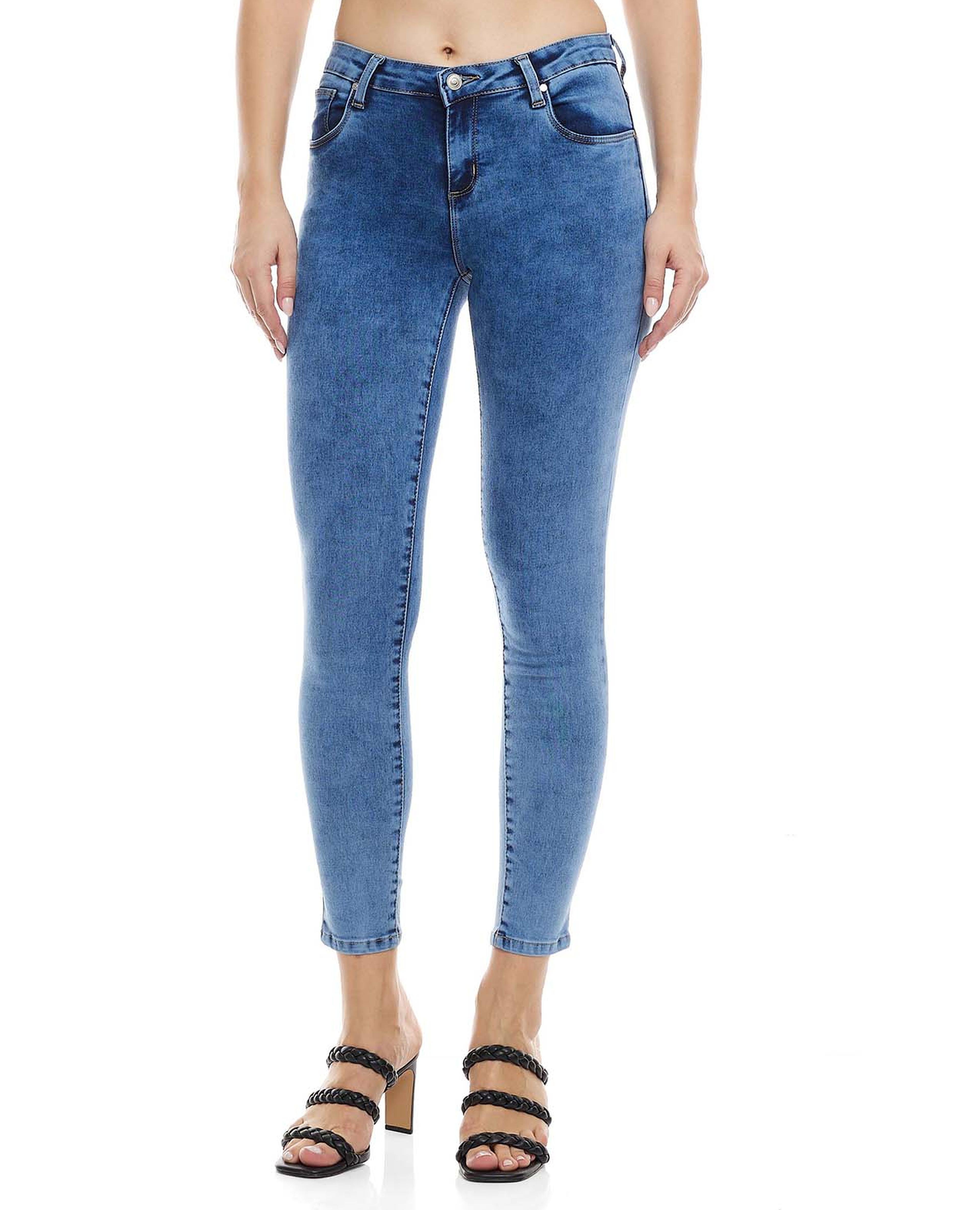 Skinny Fit Jeans with Button Closure
