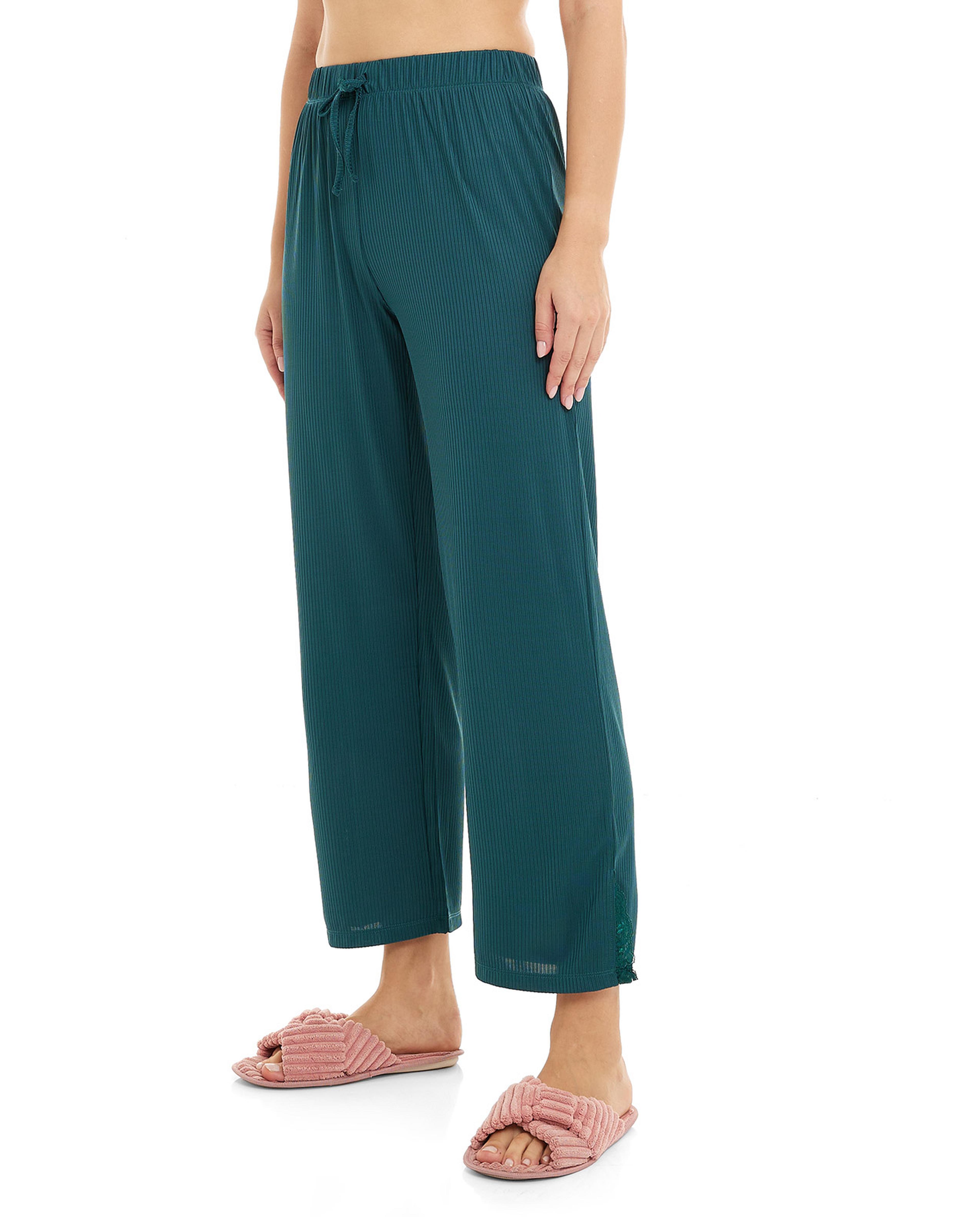 Solid Sleep Bottoms with Drawstring Waist