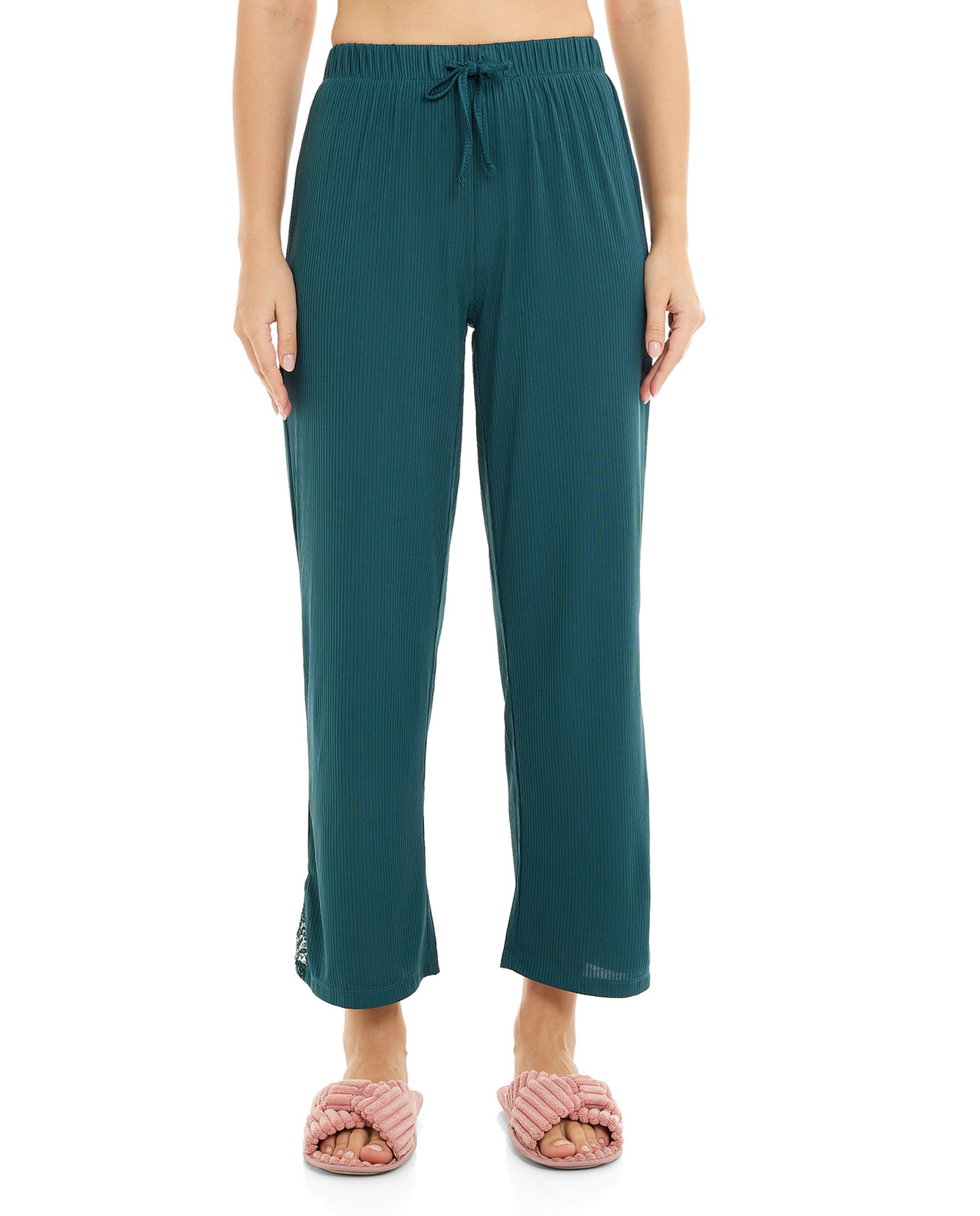 Solid Sleep Bottoms with Drawstring Waist